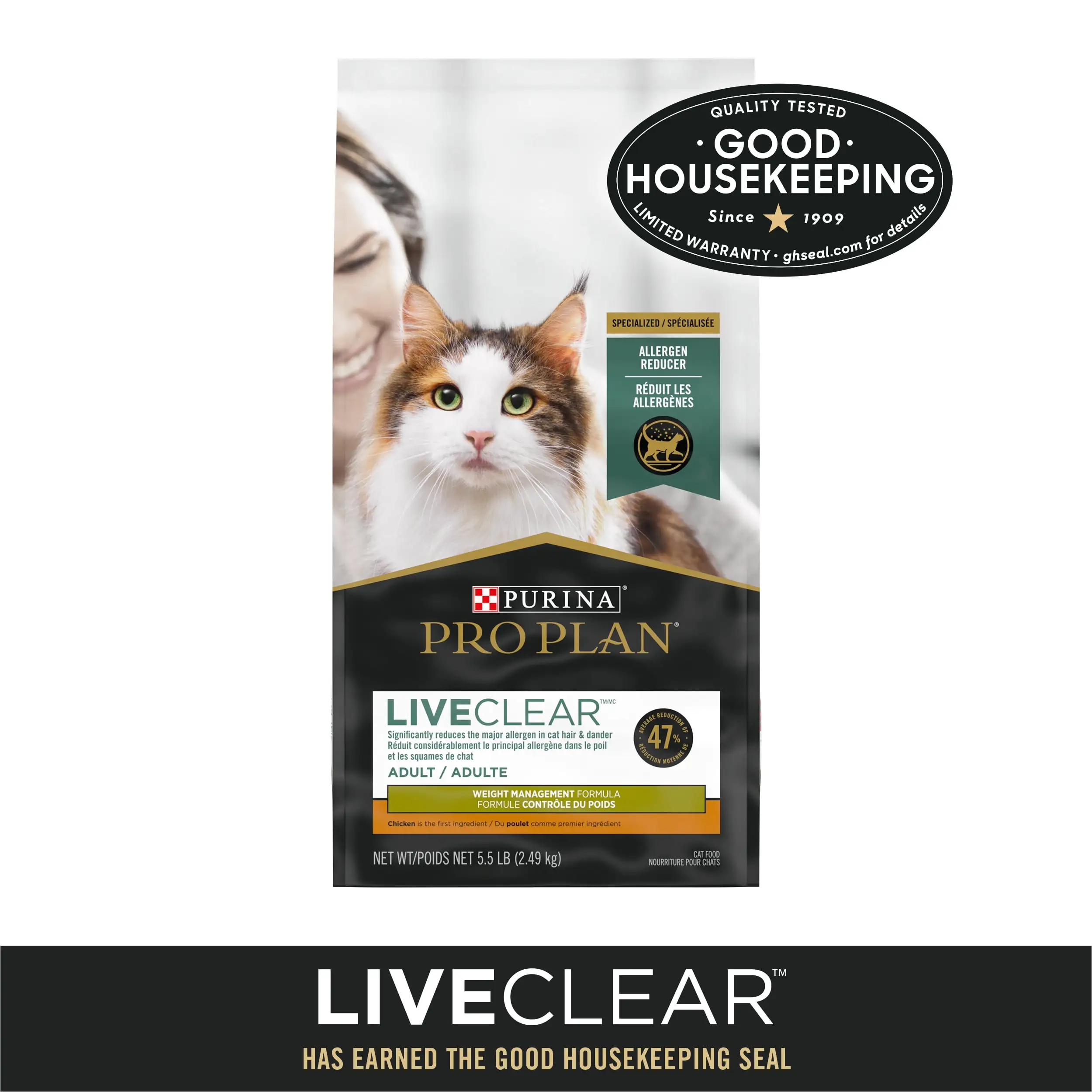 Purina Pro Plan Liveclear Salmon and Rice for Adult Cats. 5.5 lb Bag