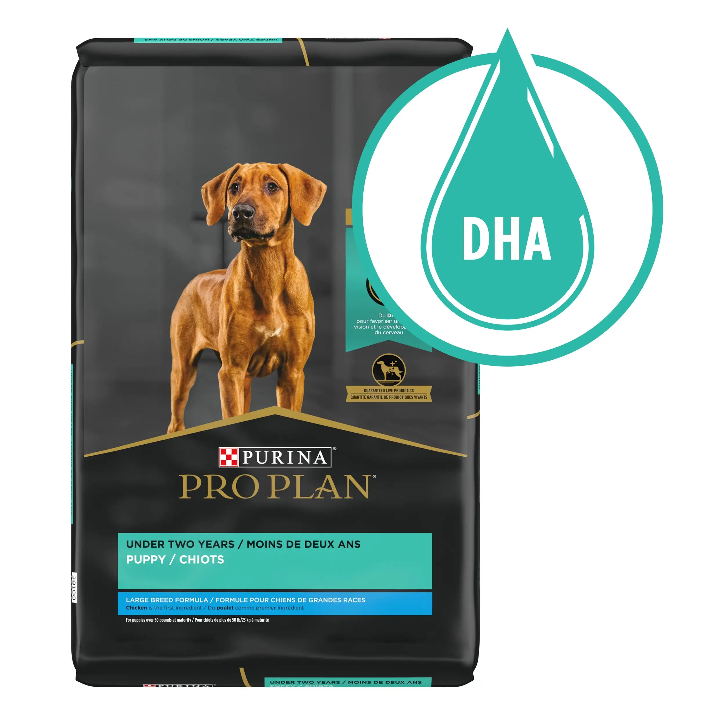 Purina Pro Plan Puppy Dry Dog Food for Large Dogs Under 2 Years. Real Chicken & Rice. 34 lb Bag