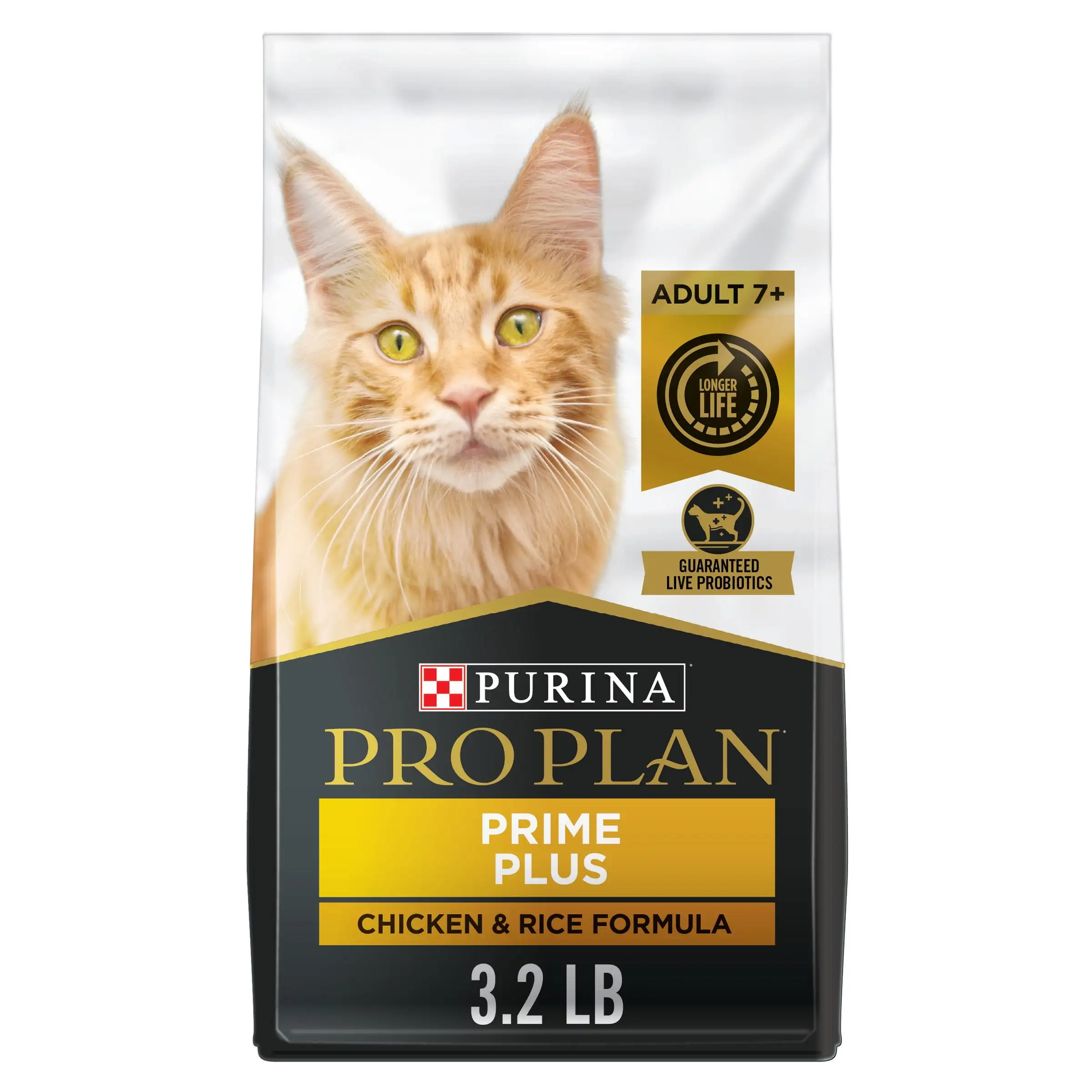 Purina Pro Plan Senior Cat Food With Probiotics for Cats. Chicken and Rice Formula. 3.2 lb. Bag