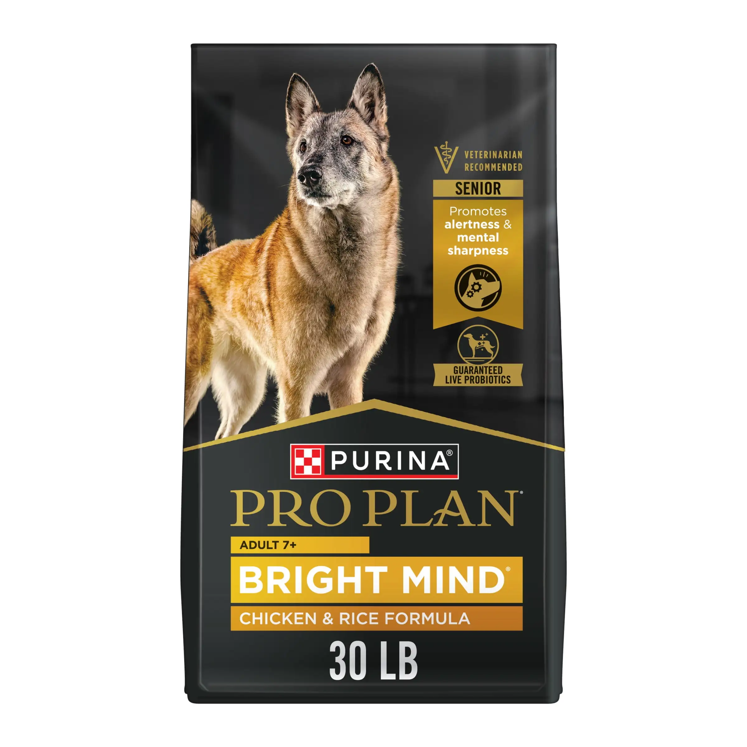 Purina Pro Plan Senior Dog Food With Probiotics for Dogs. Bright Mind 7+ Chicken & Rice Formula. 30 lb. Bag