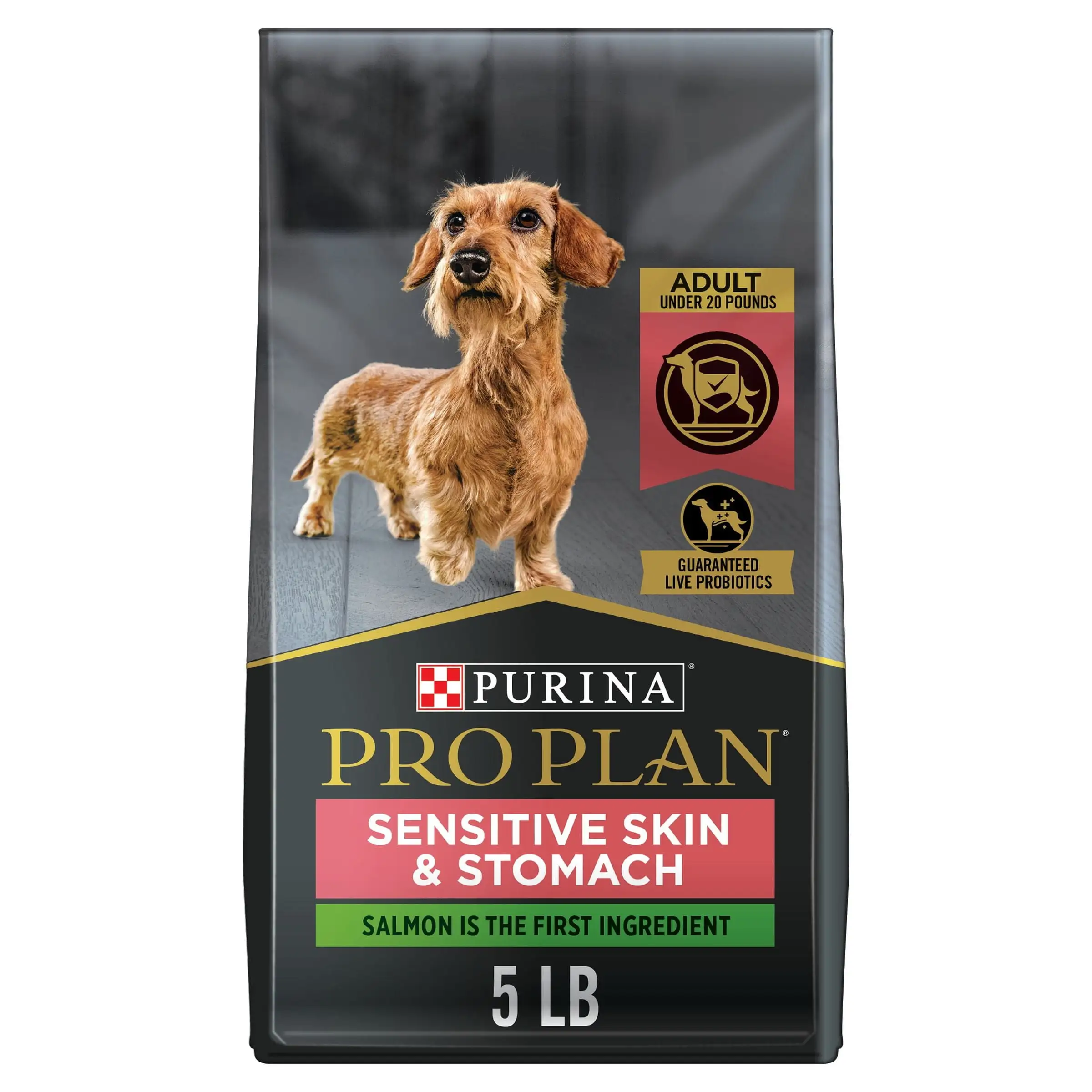 Purina Pro Plan Sensitive Skin and Sensitive Stomach Small Breed Dog Food. Salmon & Rice Formula. 5 lb. Bag