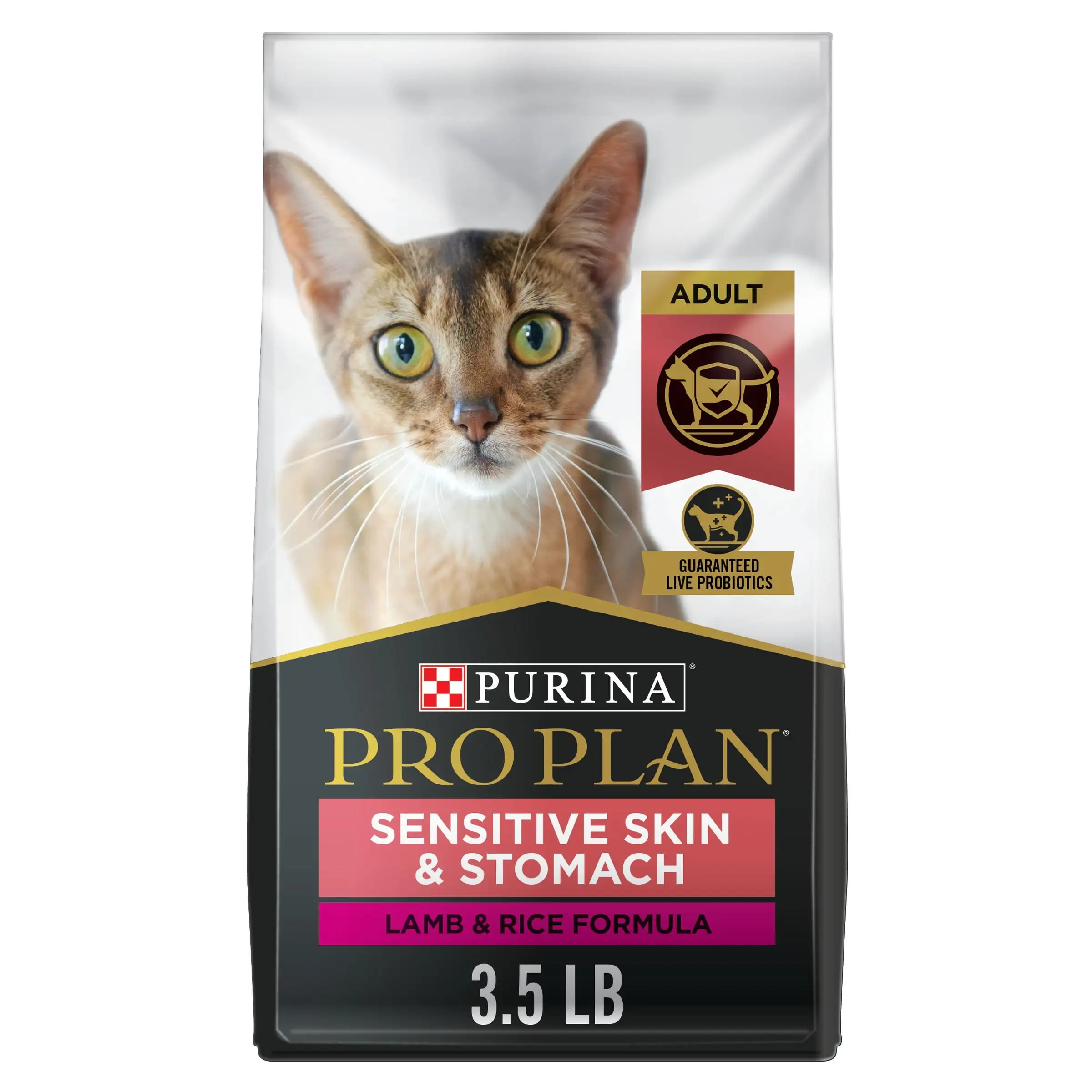 Purina Pro Plan Sensitive Skin and Stomach Cat Food. Lamb and Rice Formula. 3.5 lb. Bag