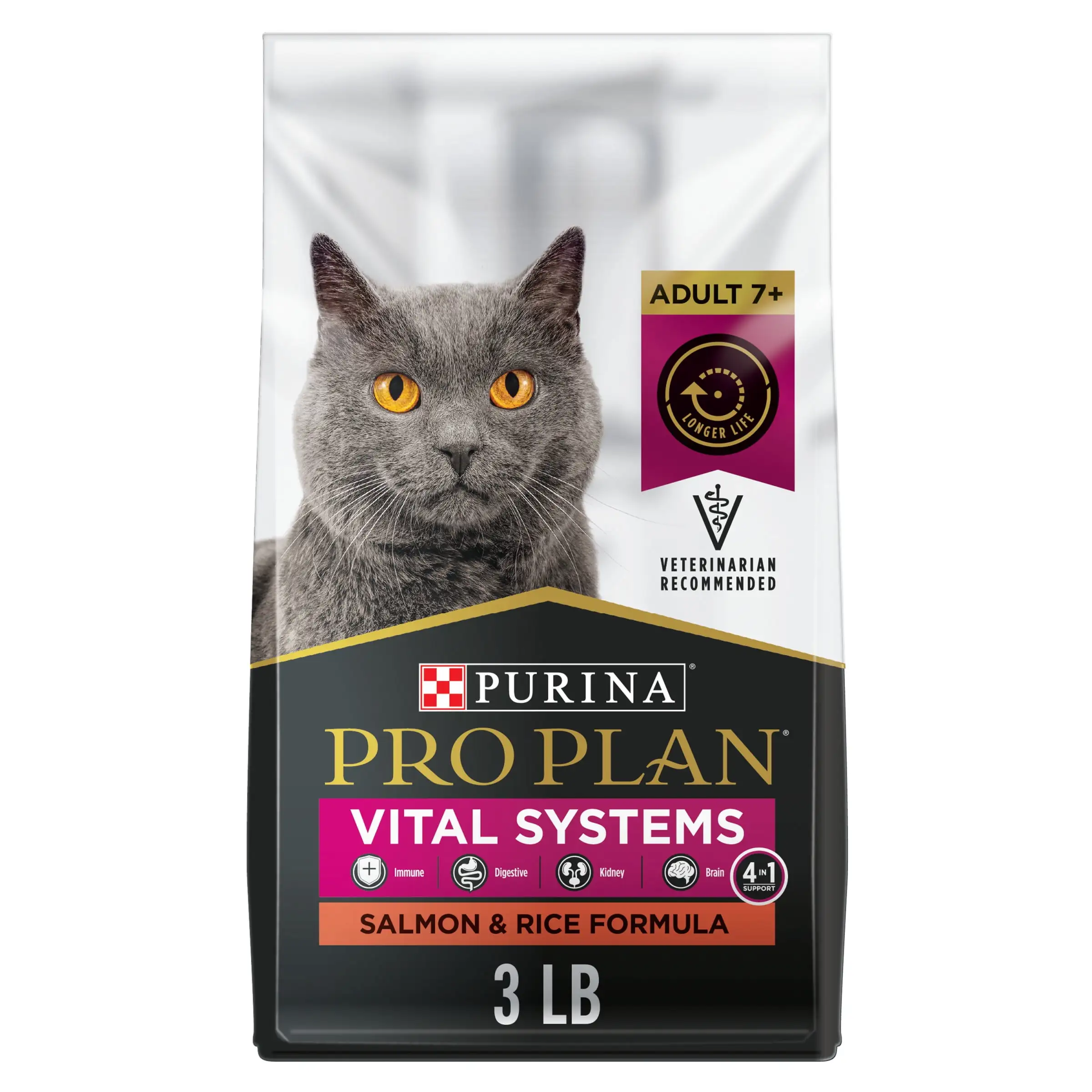 Purina Pro Plan Vital Systems Senior Dry Cat Cat Food Salmon 3lb