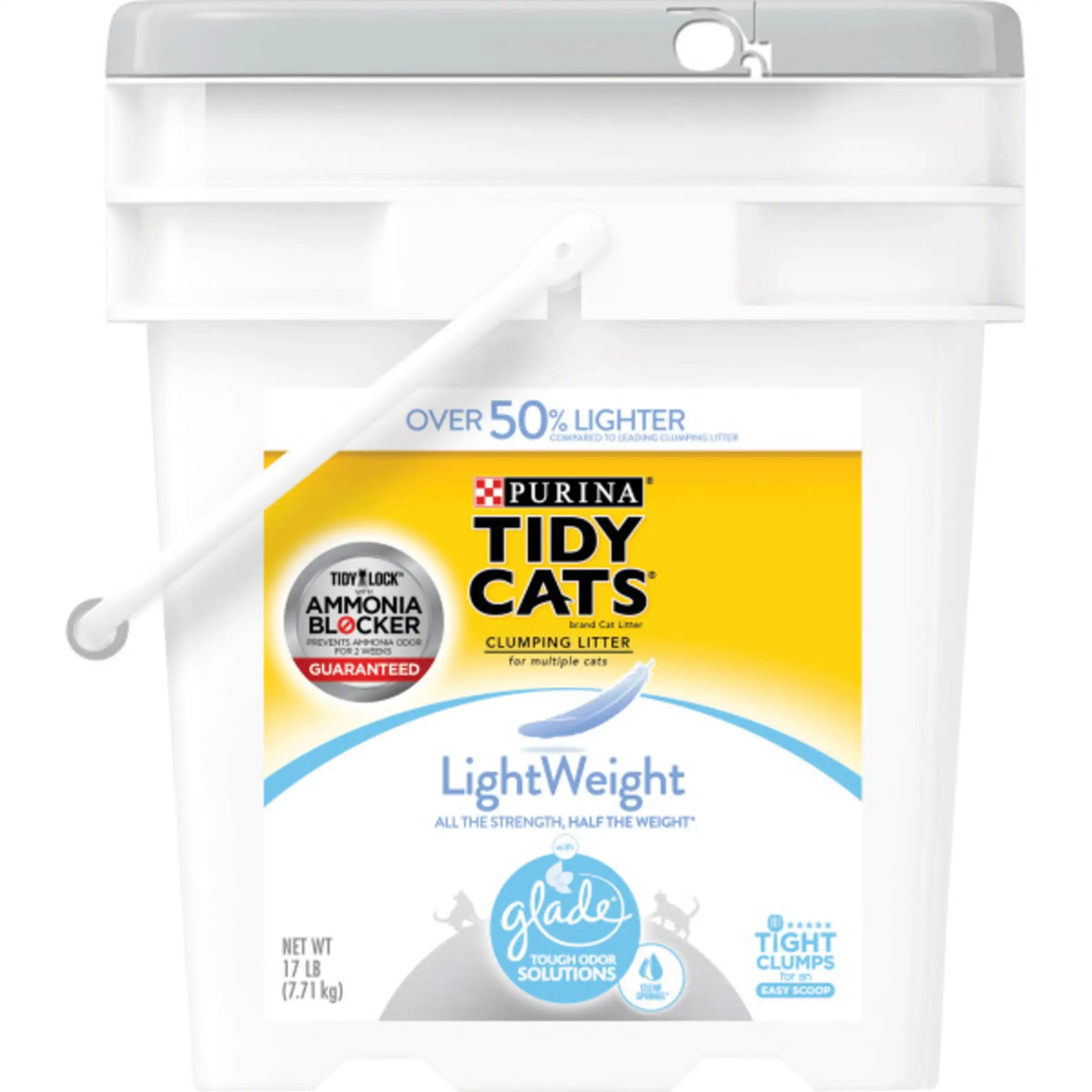 Purina Tidy Cats Light Weight. Low Dust. Clumping. LightWeight Glade Clear Springs Multi Cat Litter. 17 lb. Pail