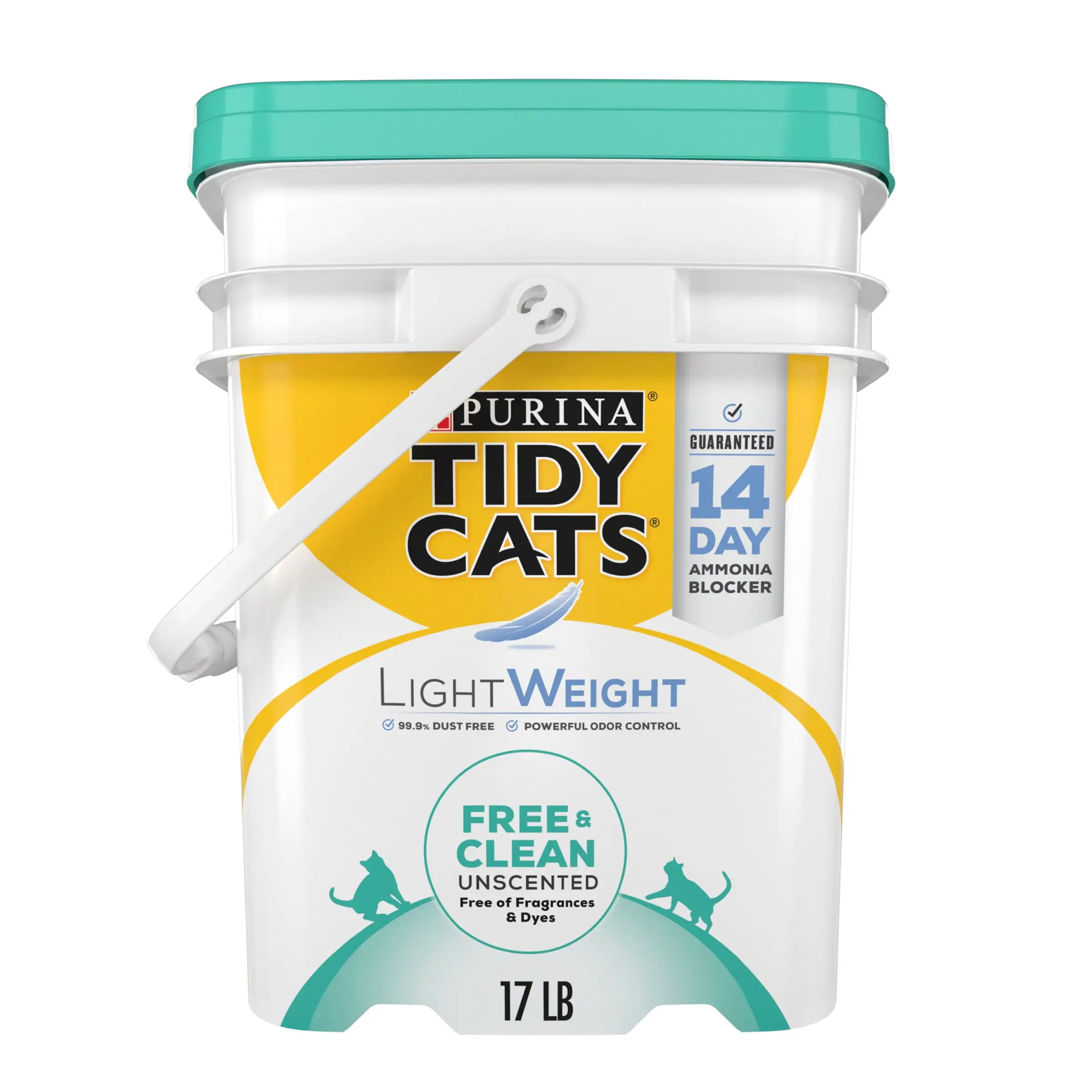 Purina Tidy Cats LightWeight Clumping Cat Litter. Low Dust. Free & Clean Unscented Multi Cat Litter. 17 lb. Pail