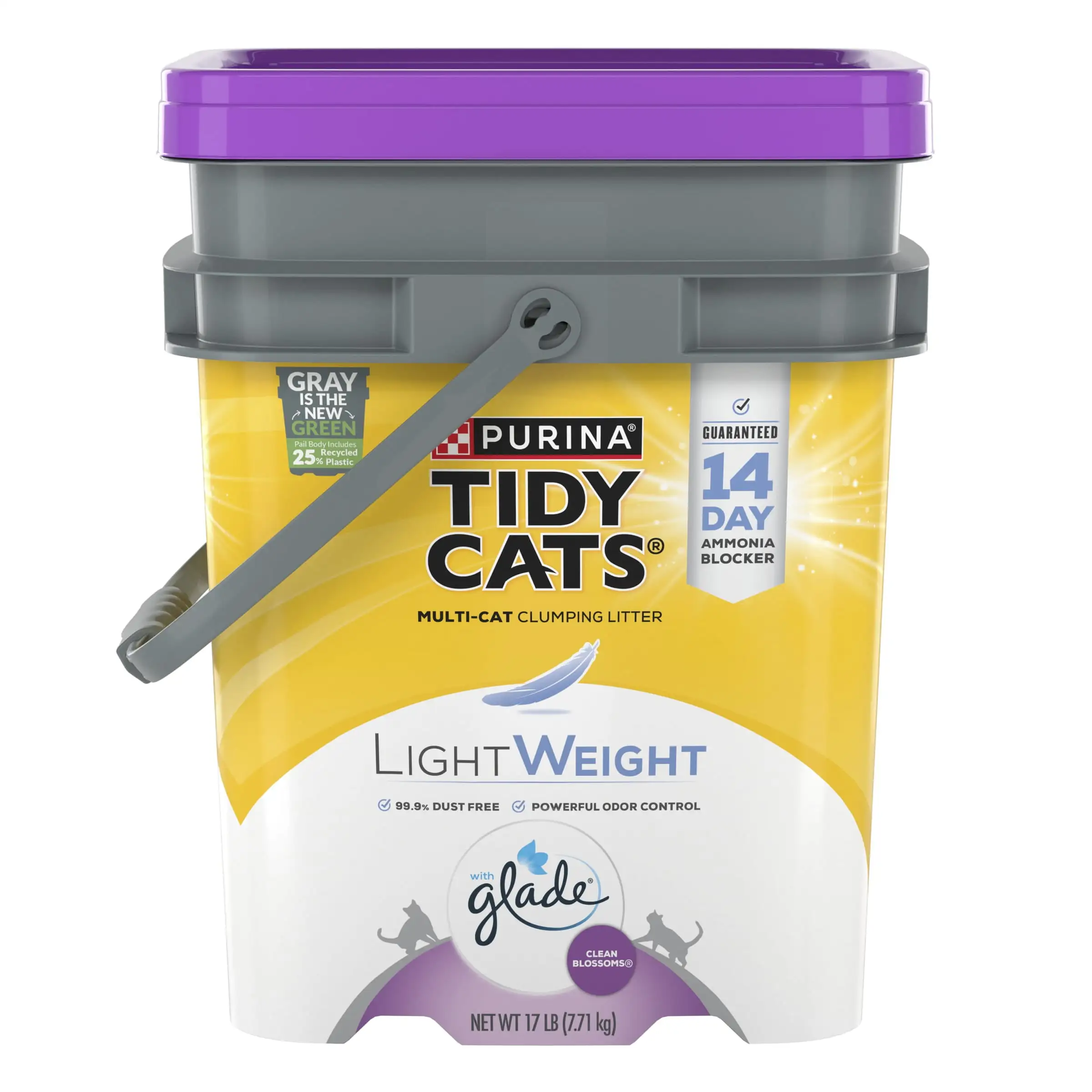 Purina Tidy Cats LightWeight Clumping Cat Litter. Low Dust. Glade Clean Blossoms Multi Cat Litter. 17 lb. Pail