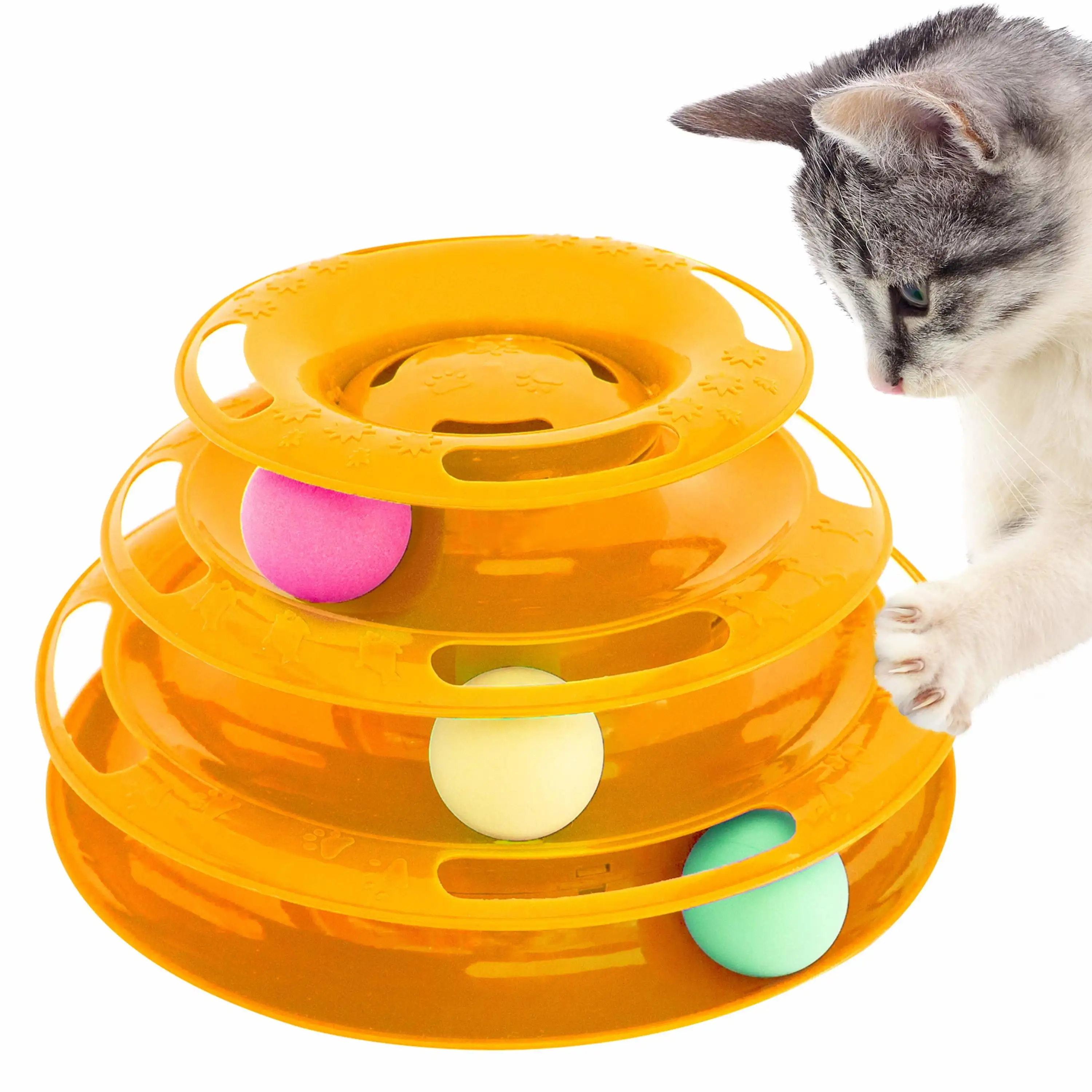 Purrfect Feline Titan's Tower Interactive Cat Toy for Indoor Cats. Orange