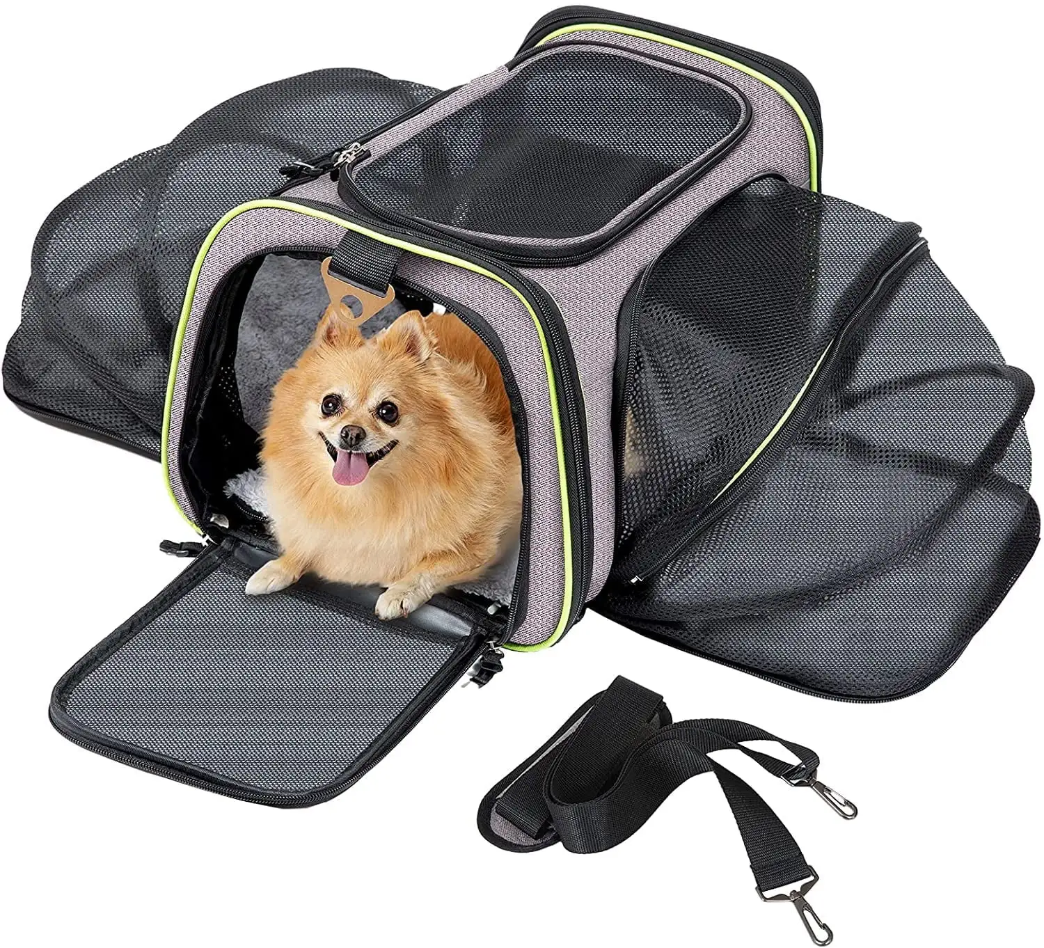 Q-Hillstar Pet Carrier. Cat Carriers. Expandable Airline Approved Soft-Sided Carrying Bag for Dogs Cats Puppy Small Animals. Gray