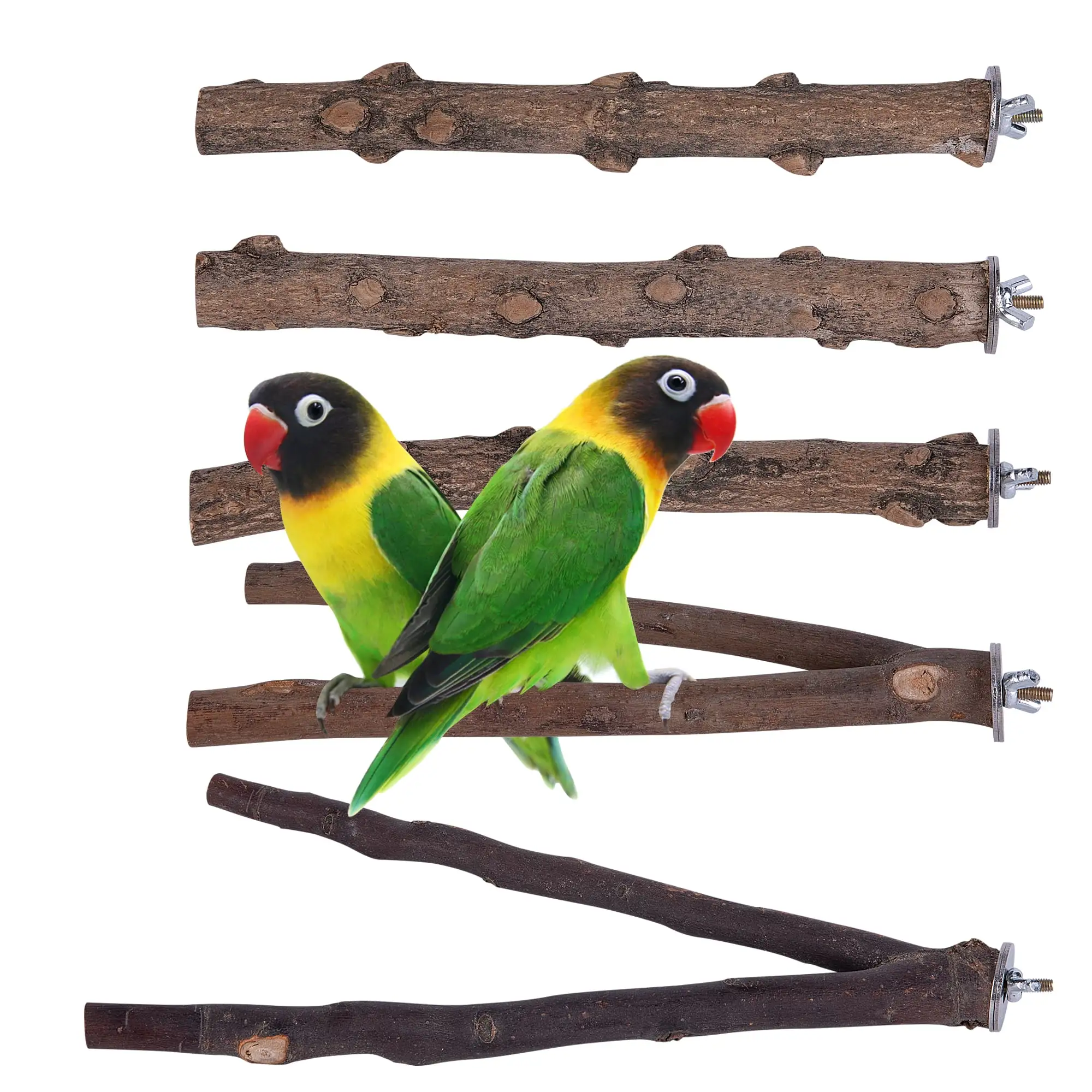 QBLEEV 5 Pcs Bird Perches Parrot Stand Natural Wood Perch Parakeet Toys Bird Cage Accessories for Conure Supplies Budgie Platform