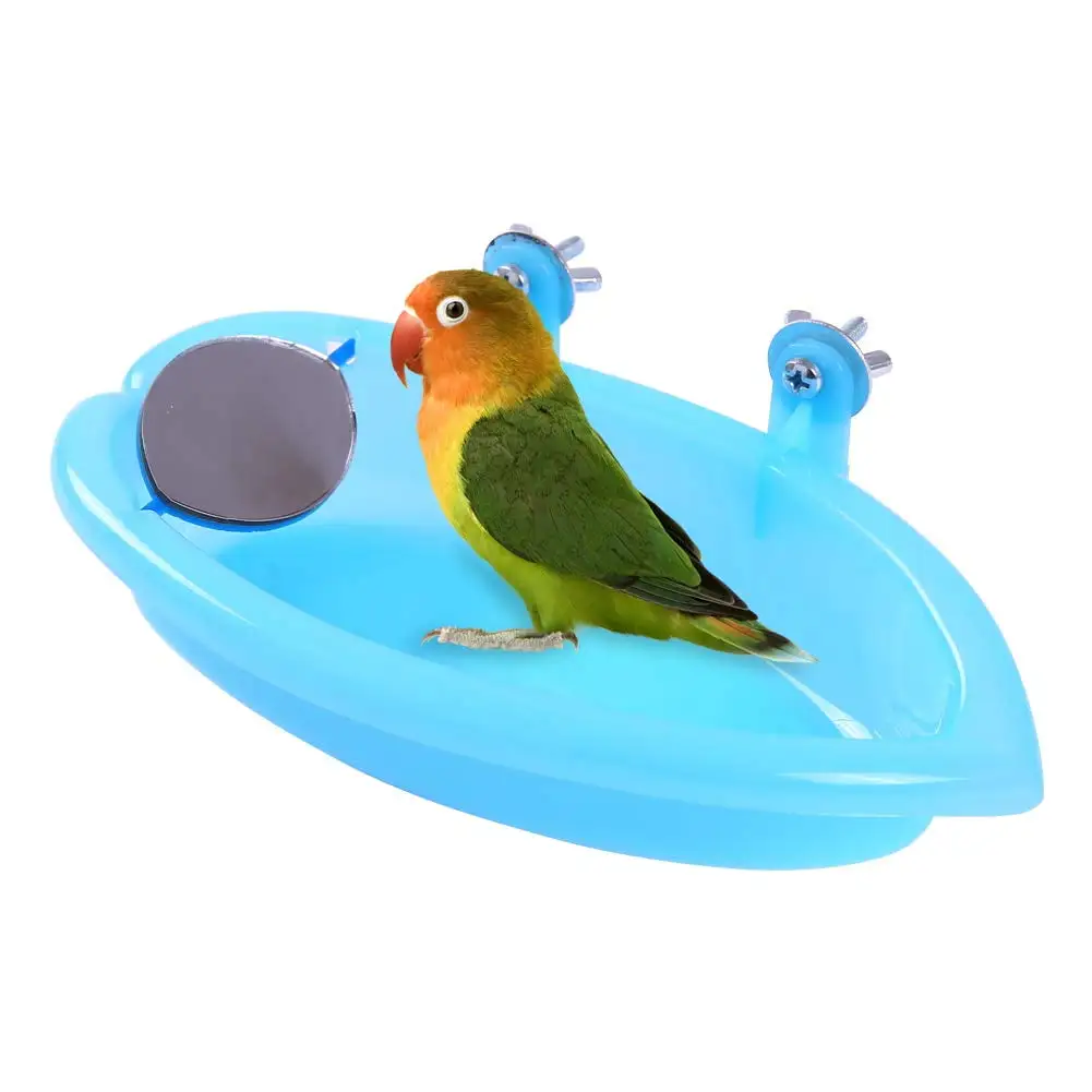 QBLEEV Bird Baths Tub with MirrorFor Cage. Parrot Birdbath Shower Accessories. Bird Cage Hanging Bath Bathing Box for Small Birds Parrots