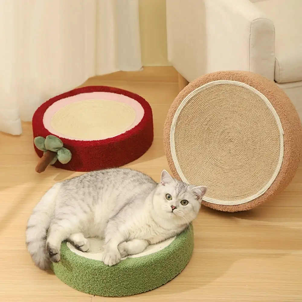 QJUHUNG Round Cat Scratching Pad Sisal Weave Scratcher Claw Grinder Furniture Protector Cats Training toys