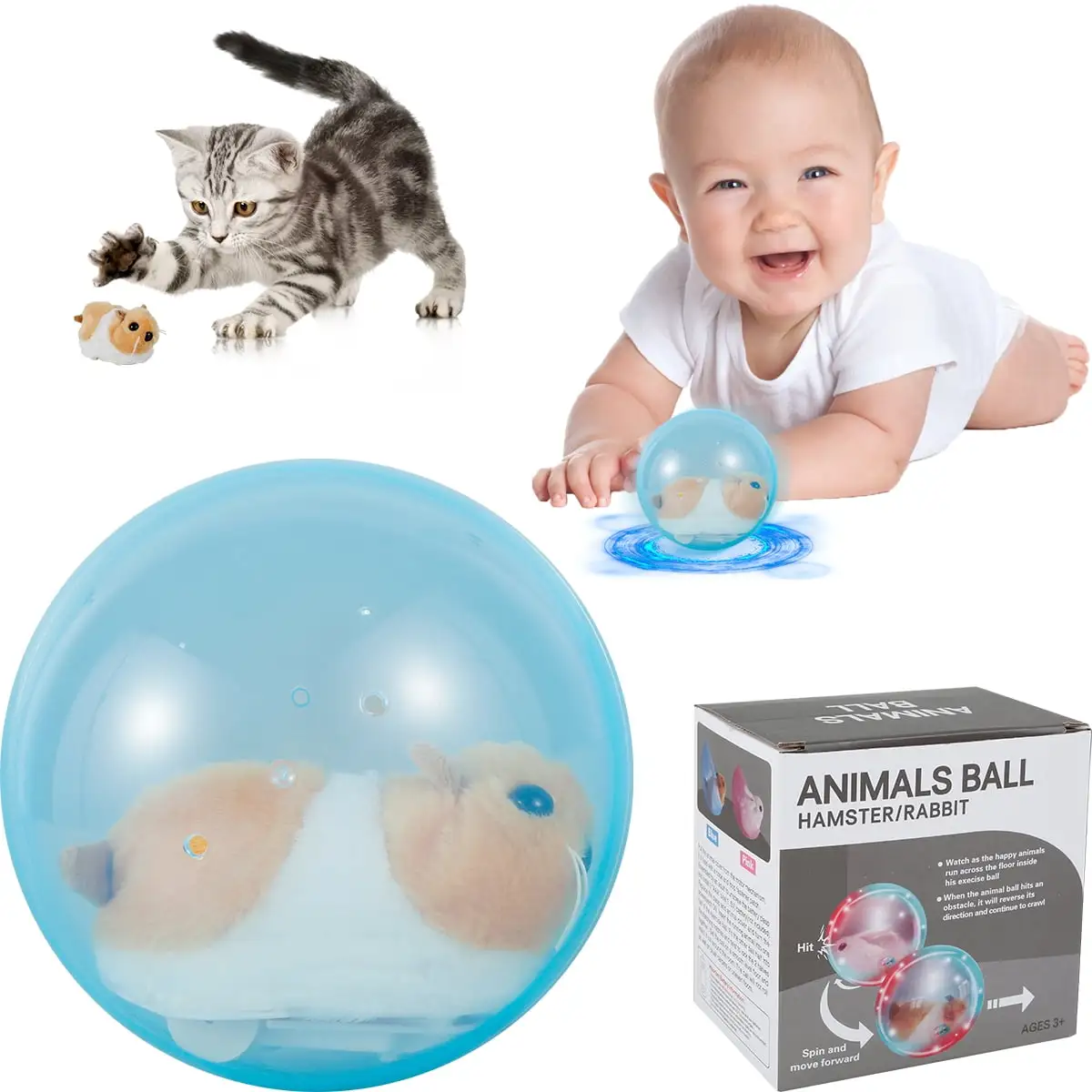 Qenwkxz Hamster Running Ball Toys Electric Simulation Hamster Toys Kids Pet Toys Hamster Running Ball Plush Electronic Pet