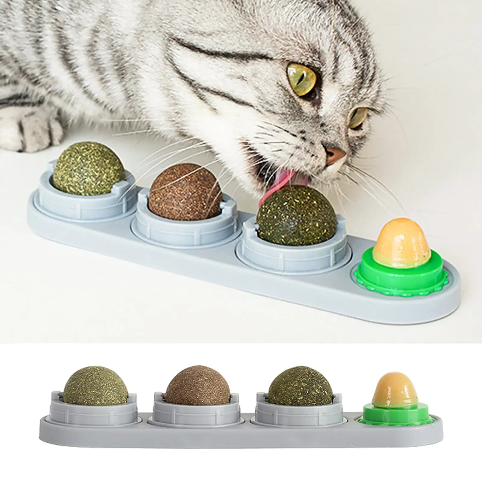 Qianha Mall Catnip Ball for Cats Wall. 4 Pack Catnip Toys.Edible Kitty Toys for Cats Lick. Safe Healthy Kitten Chew Toys. Teeth Cleaning Dental Cat Toys. Cat Wall Treats