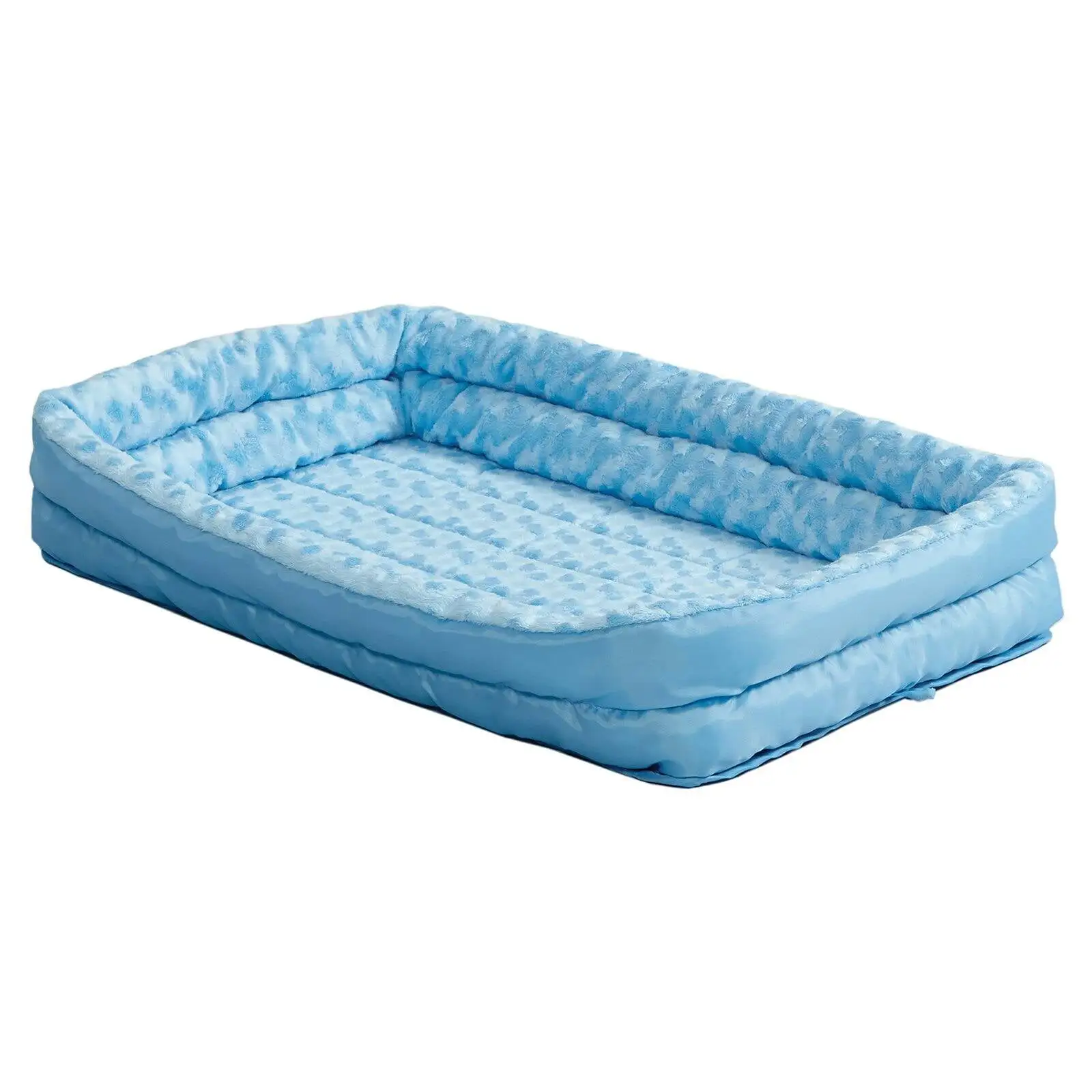 QuietTime Double Bolster Dog Bed & Crate Mat. Blue. 30