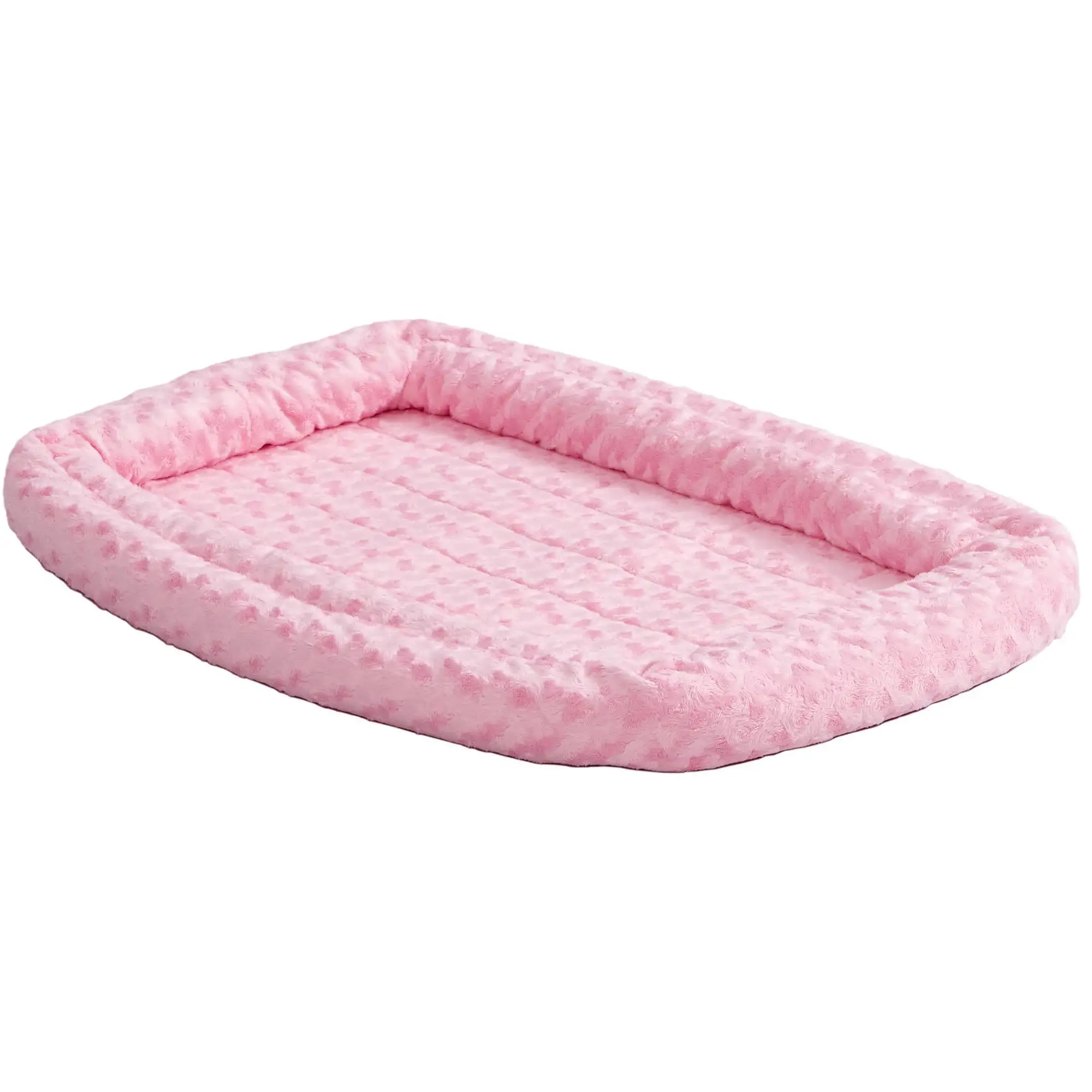 QuietTime Double Bolster Dog Bed & Crate Mat. Pink. 36