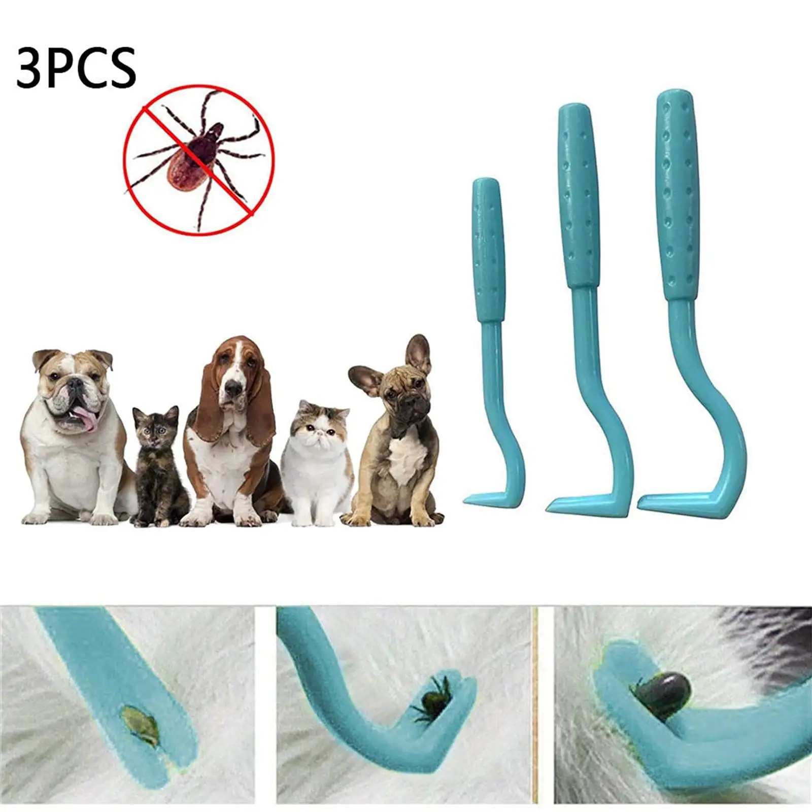 Quistrepon Tick Hook Tick Remover for Dogs Cats & Horses Tick Lever for Tick Protection