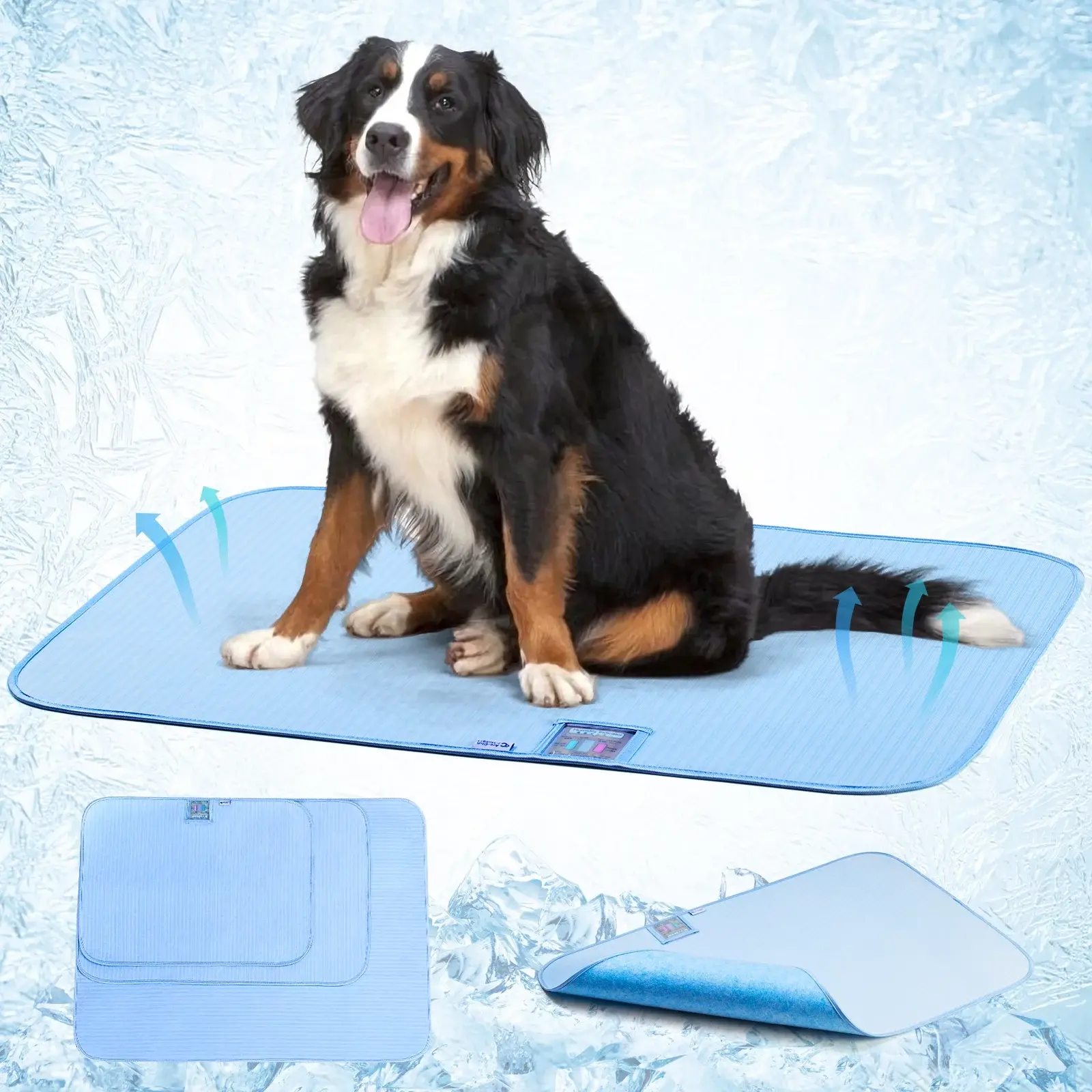 Quntis Dog Cooling Mat Sleeping Pad Breathable Dog Kennel Pad Washable Pet Summer Cooling Mat for Indoor Outdoor.32 x 44 inch. Blue