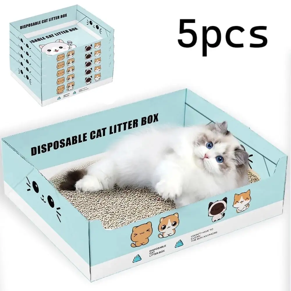 REDSASA Disposable Litter Box.Cat Travel Litter Box.Suitable for Cats of All Sizes.Traveling with cats.Easy to Clean.14.9 x 11.8 x 4.7 inch. 5 Pcs