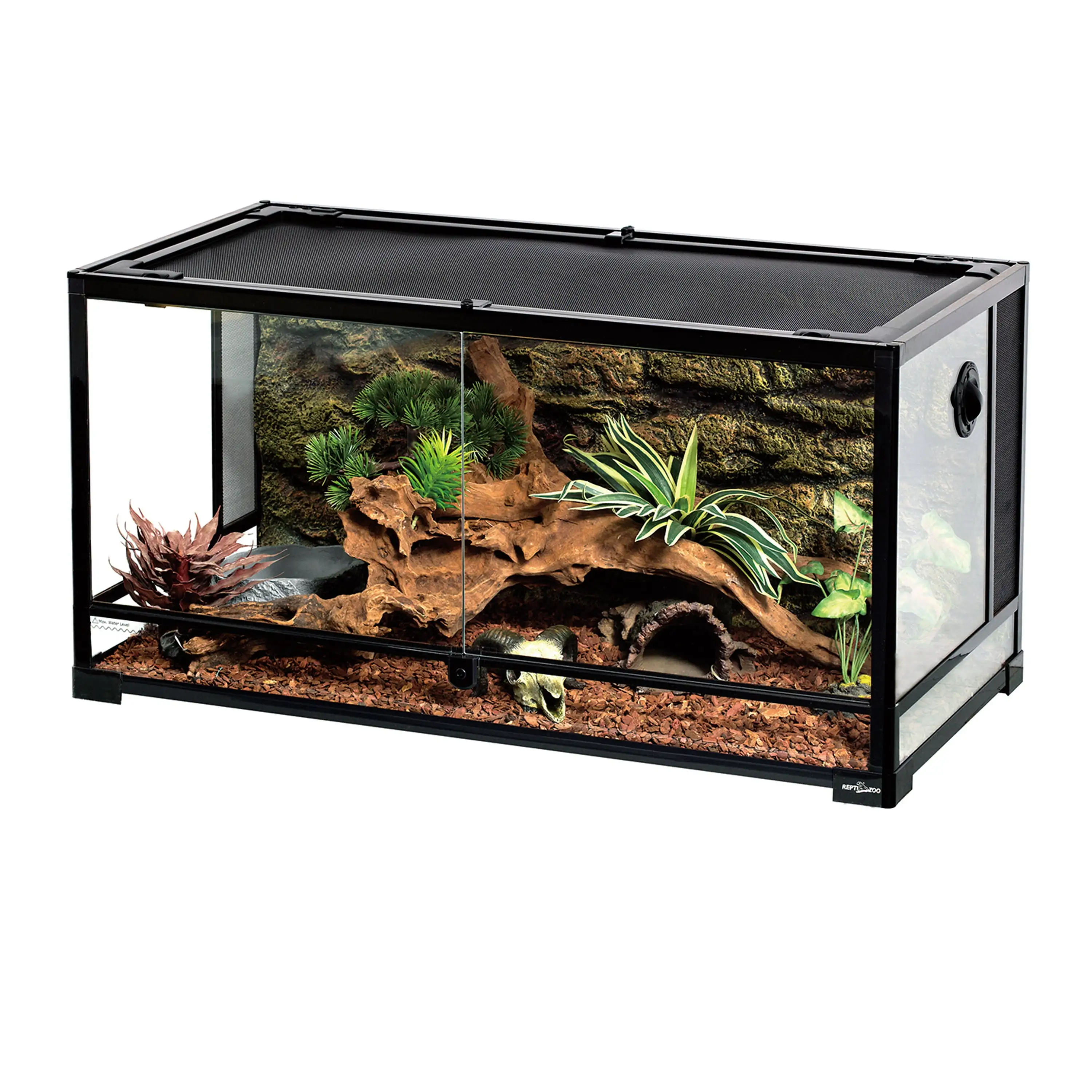 REPTI-ZOO Reptile Glass Terrarium. Double Hinge Door with Screen Ventilation Reptile 36 x 18 x 18