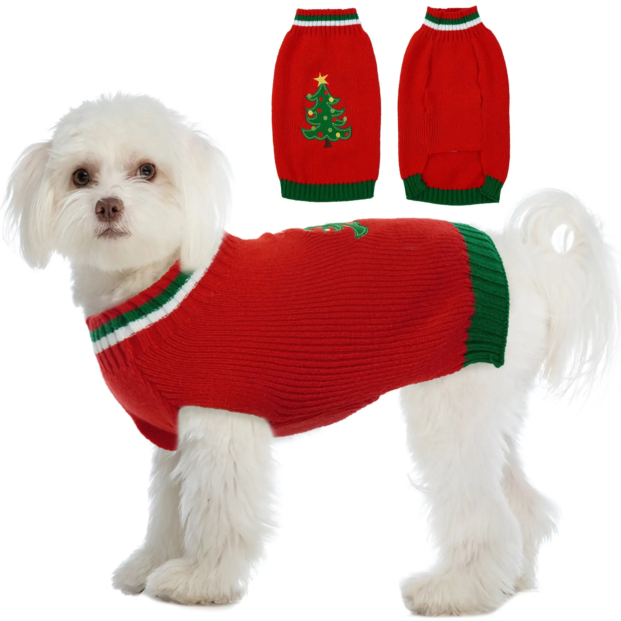 ROZKITCH Dog Sweater Christamas Tree Holiday New Year Pet Clothe Dog Costume Apparel Warm Winter Classic Pet Coat for Cat Dog Puppy Kitten