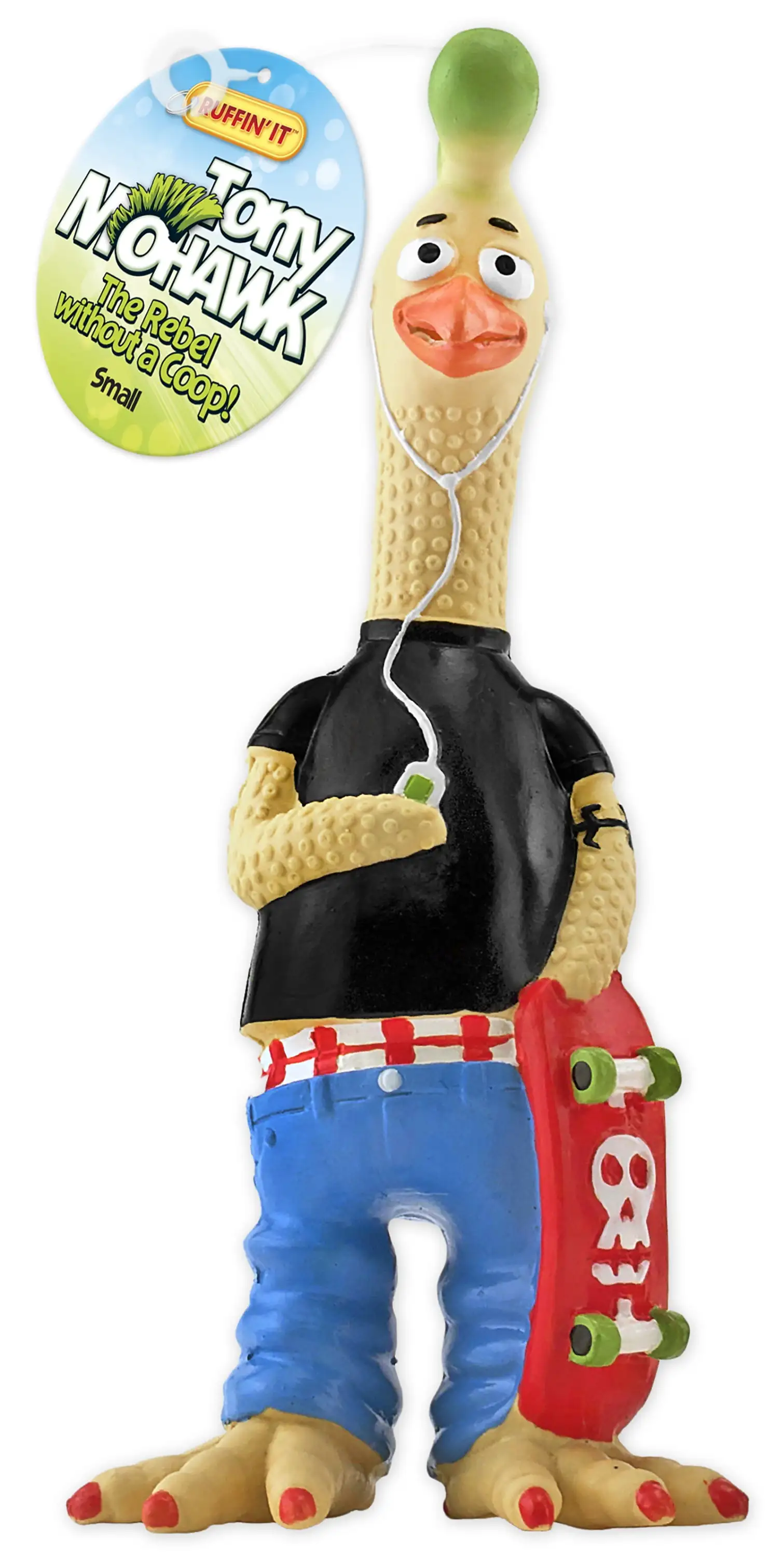 RUFFIN' IT Tony Mohawk Durable Latex Chicken Dog Toy. Small