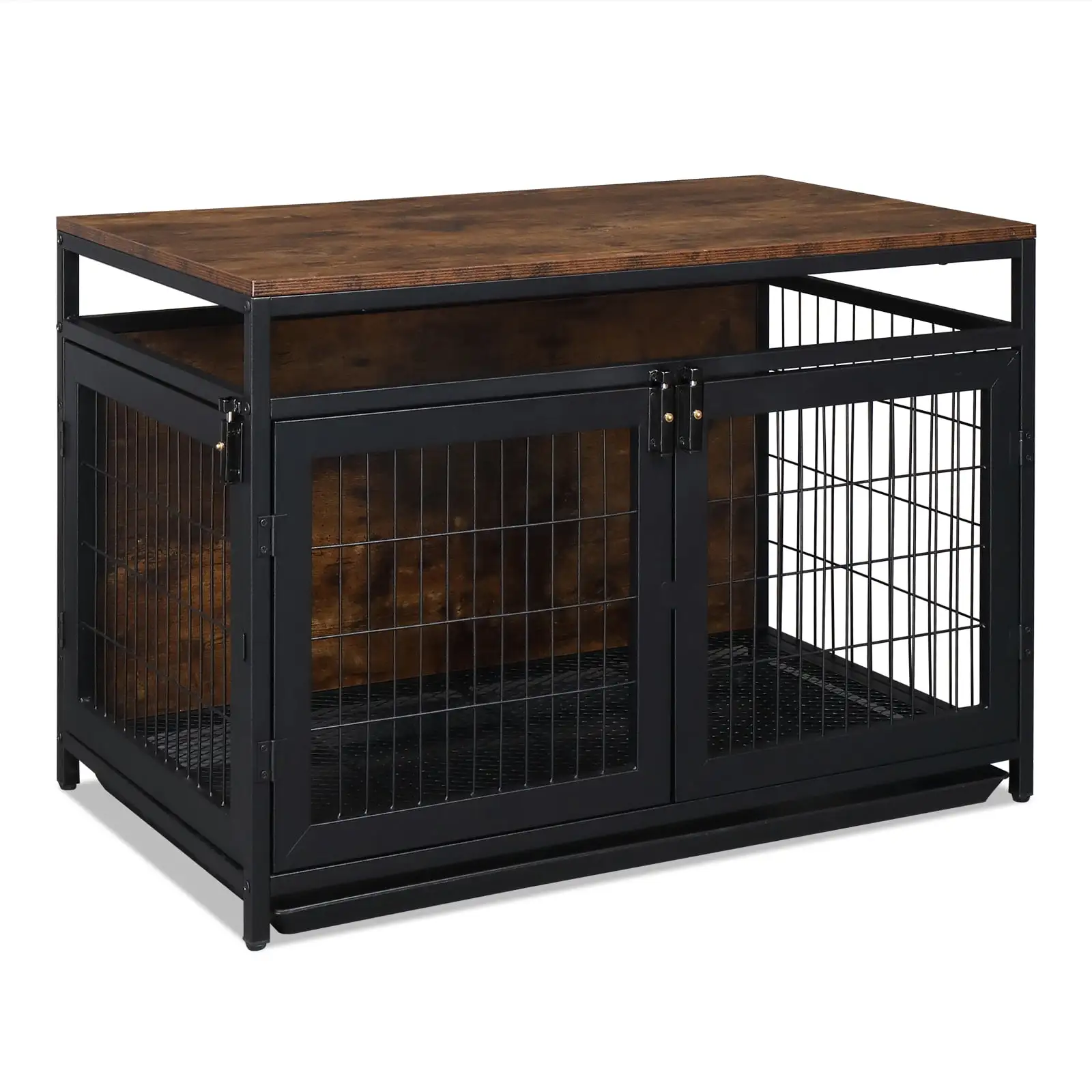 RUXAN 37.4 Furniture Dog Cage. Super Sturdy Dog Cage. Dog Crate for Small/Medium Dogs. Three door and Three lock. Anti-chew Features. Pet Crate furniture. End Table Night Stand Indoor Use