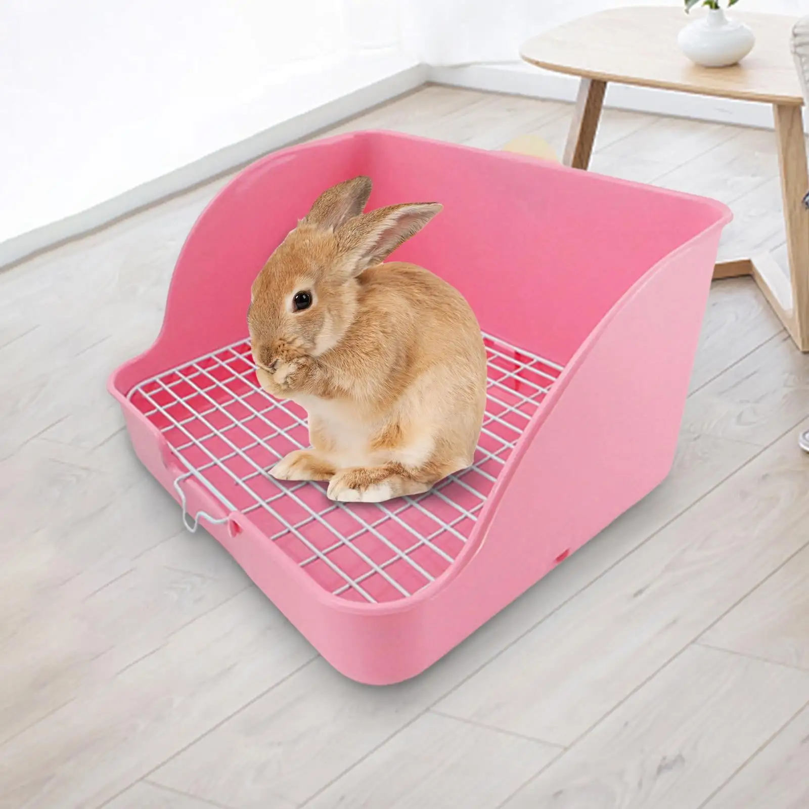 Rabbit for Cage Bunny Corner Toilet Bedding Box Potty Trainer Small Animal Bunny Litter Pan Rabbit Pet Toilet for Rabbits Guinea Pig Ferrets 11x9.1x5.9Inch Pink