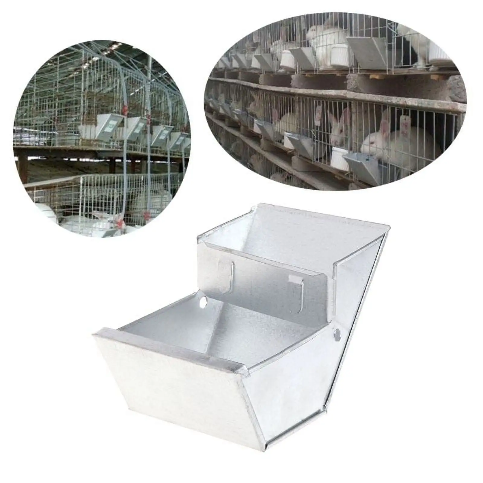 Rabbit Hutch Trough Feeder - Metal Small Animal Feeder - Small Animal Drinker Feed Box. Hold Several Days Worth of Feed. Great for Rabbits. Ferrets and Other Small Animals