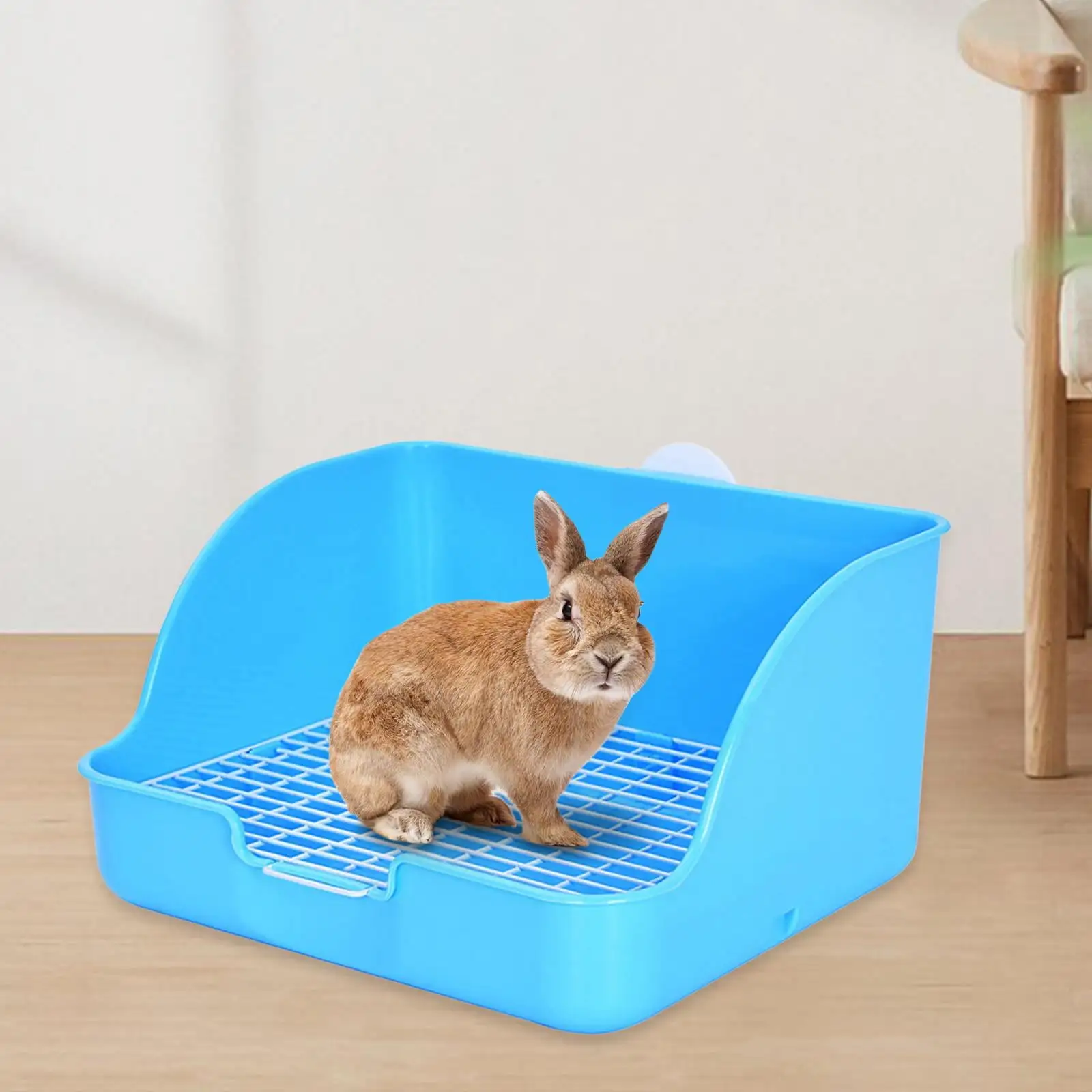 Rabbit Pet Toilet Rectangular Easy to Install Pee Pan Tray Bunny Potty Trainer Corner for Hamster/ Galesaur/ Ferrets/ Chinchillas Blue