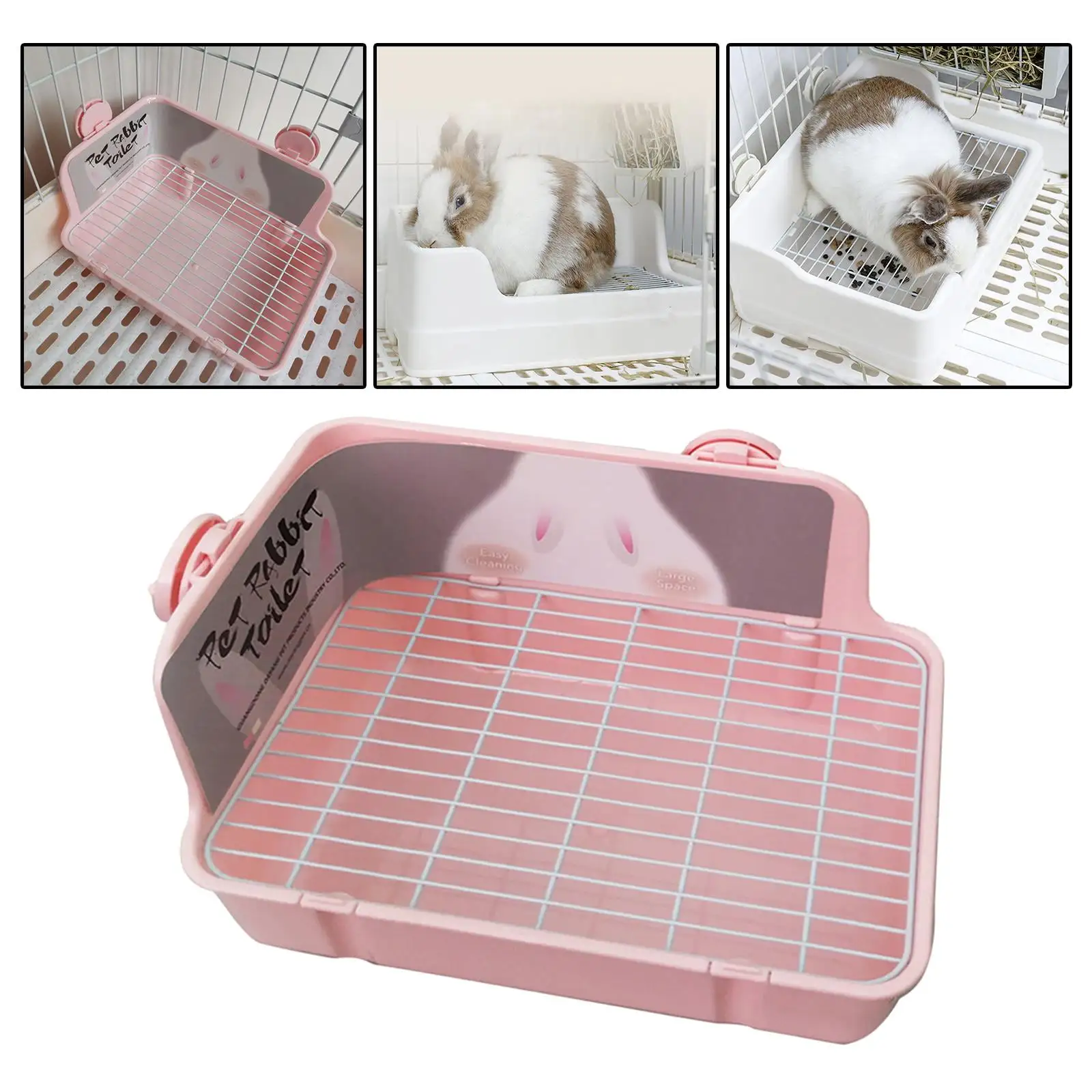 Rabbit.Rabbit Toilet Potty Trainer Corner Litter Pan for Rabbits Bunny Guinea Pigs Chinchilla Ferret Small Animals Pink