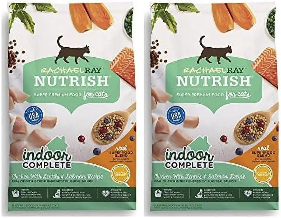 Rachael Ray Indoor Complete Natural Dry Cat Food. Chicken With Lentils & Salmon Recipe. 3 Lbs (Pack Of 2)