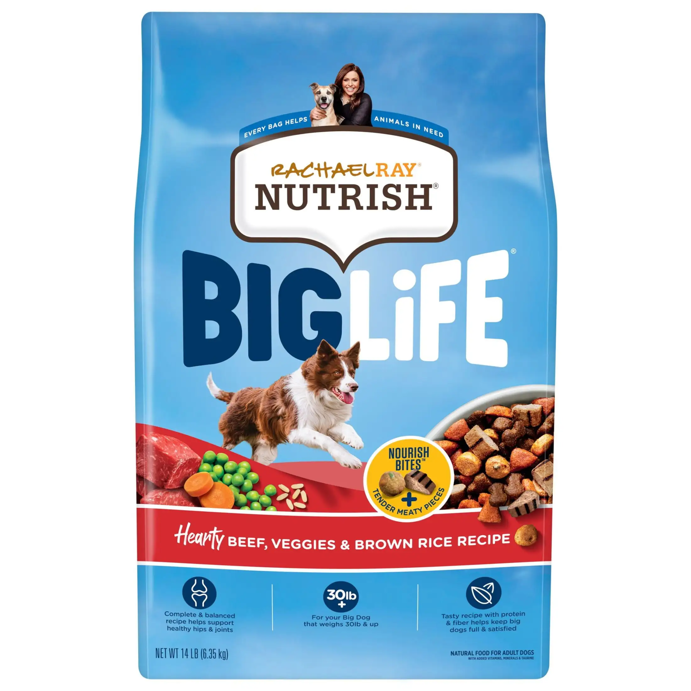 Rachael Ray Nutrish Big Life Hearty Beef. Veggies & Brown Rice Recipe Dry Dog Food. 14 lb. Bag