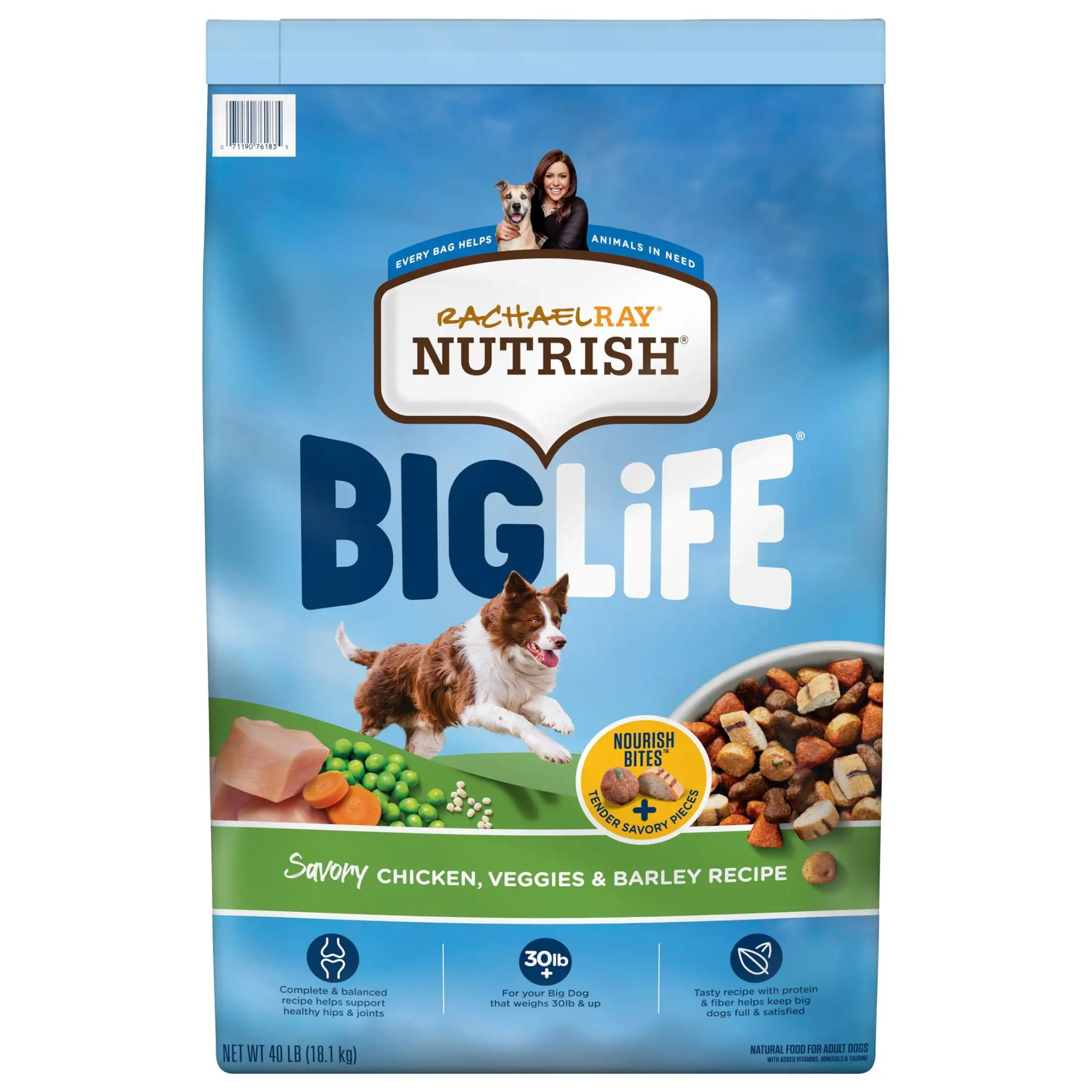 Rachael Ray Nutrish Big Life Savory Chicken. Veggies & Barley Recipe Dry Dog Food. 40 lb. Bag