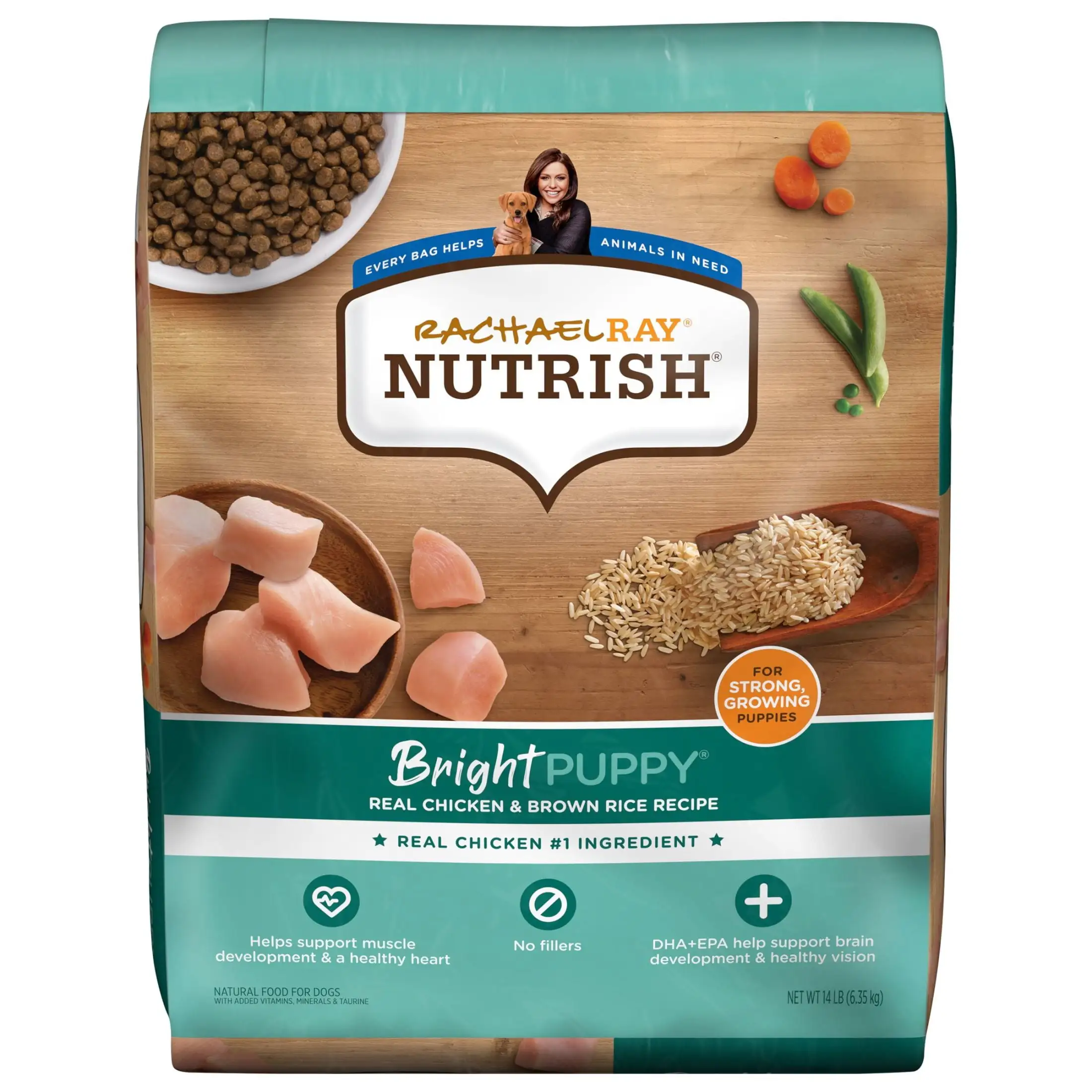 Rachael Ray Nutrish Bright Puppy Real Chicken & Brown Rice Recipe Dry Dog Food. 14 lb. Bag