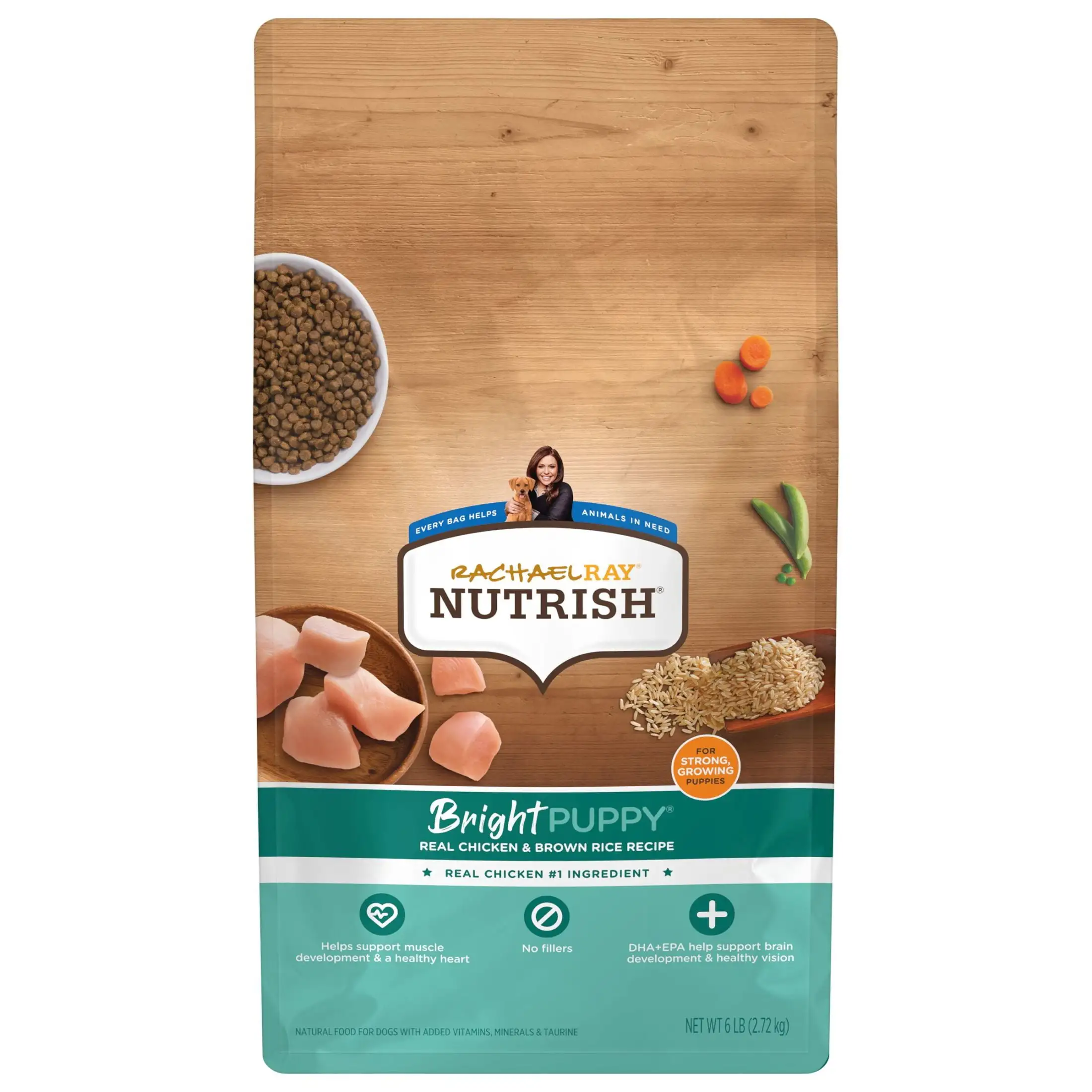 Rachael Ray Nutrish Bright Puppy Real Chicken & Brown Rice Recipe Dry Dog Food. 6 lb. Bag