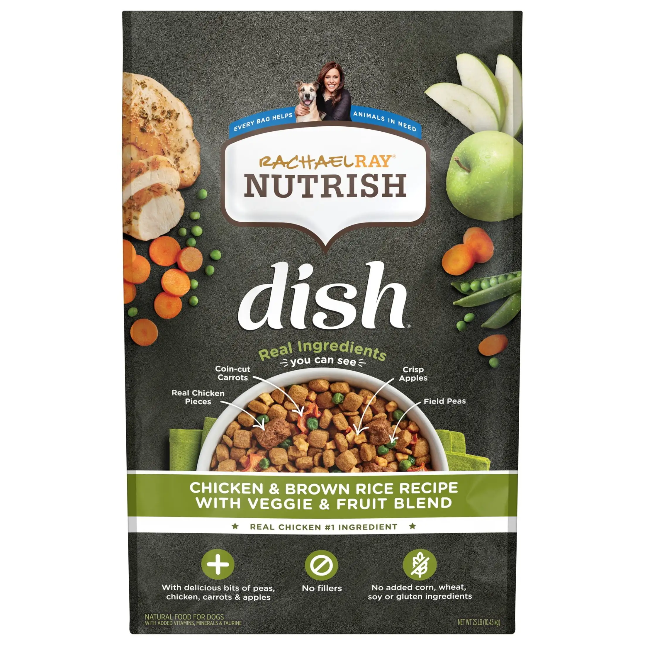 Rachael Ray Nutrish Dish Chicken & Brown Rice Recipe With Veggie & Fruit Blend Dry Dog Food. 23 lb. Bag