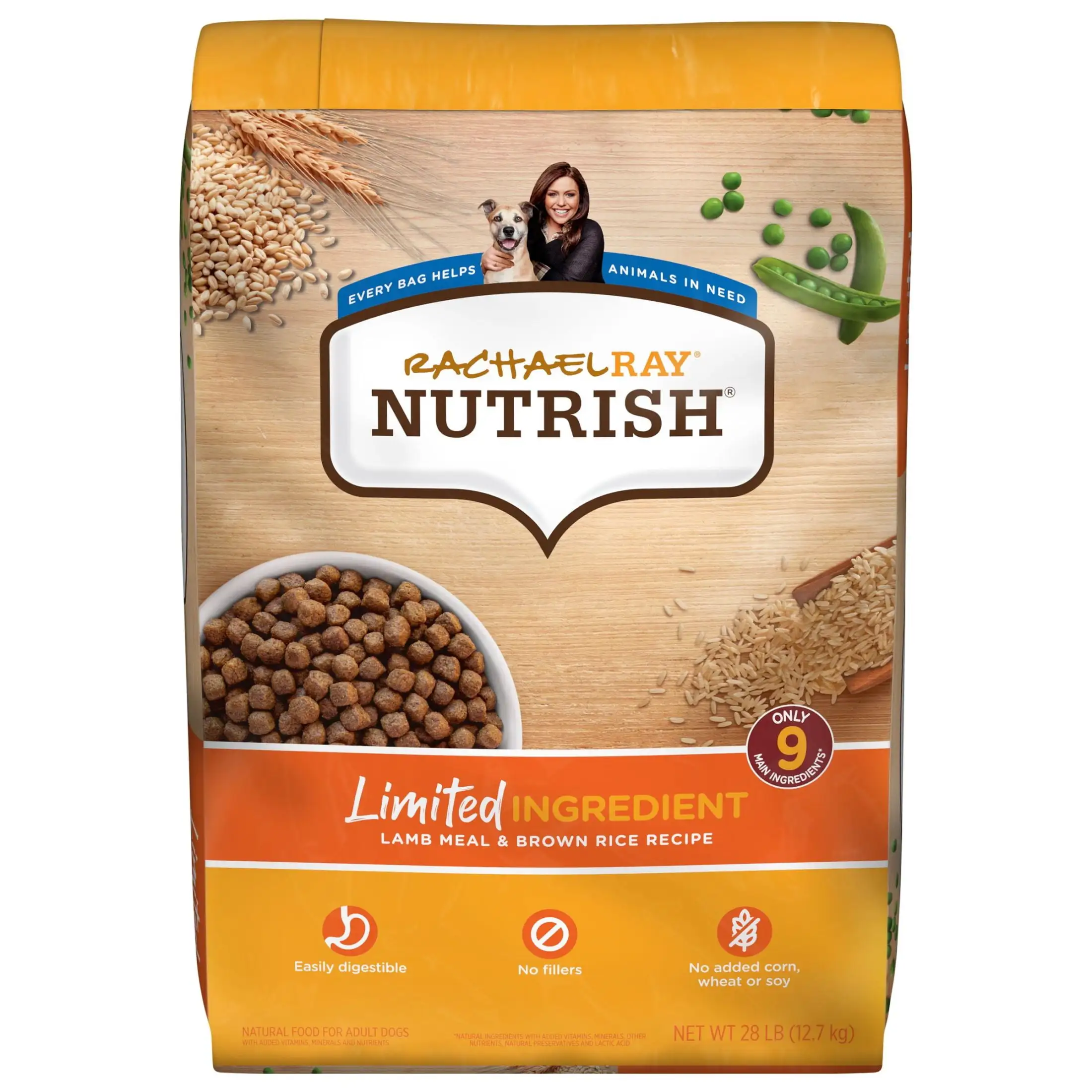 Rachael Ray Nutrish Limited Ingredient Lamb Meal & Brown Rice Recipe Dry Dog Food. 28 lb. Bag