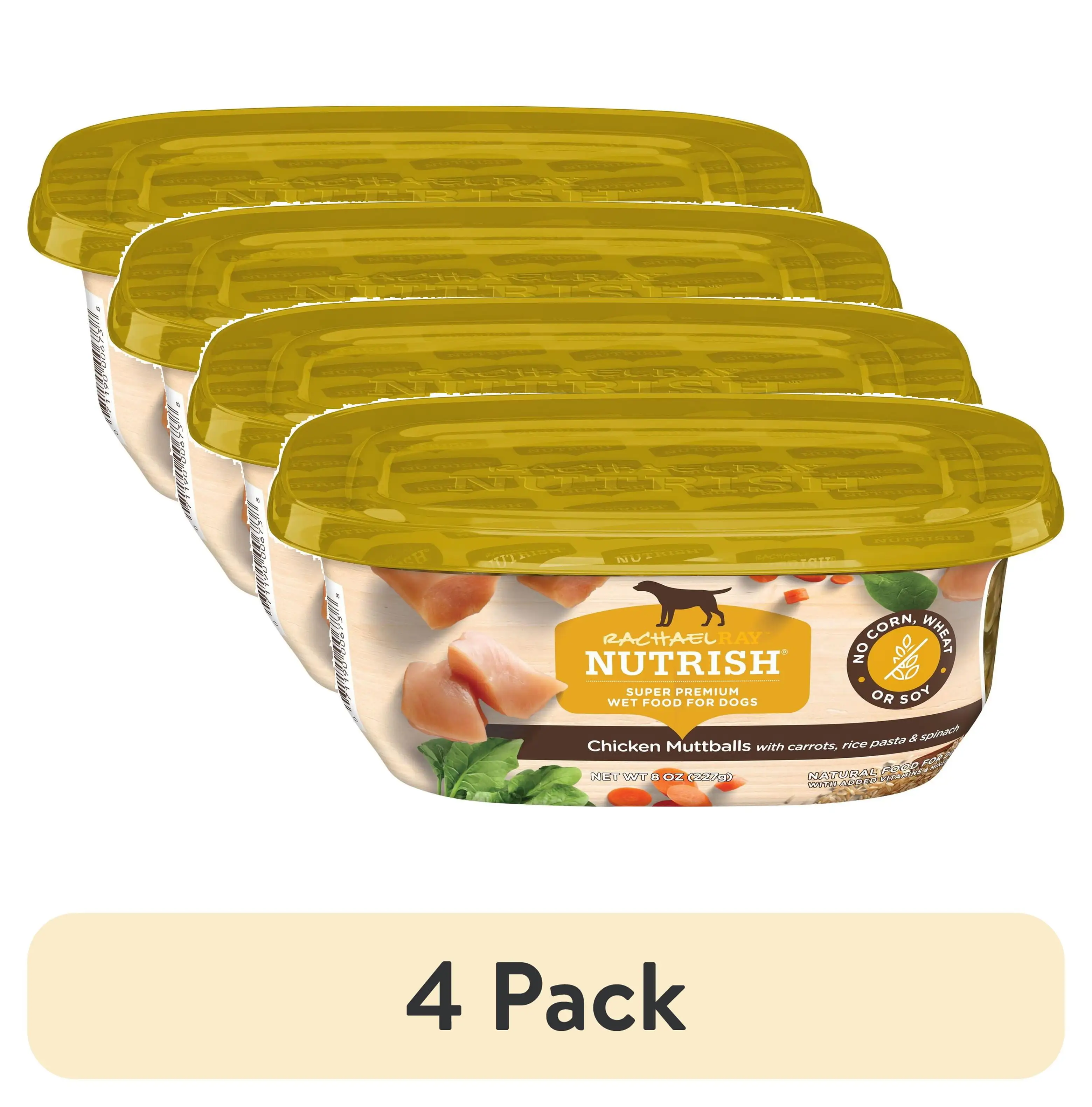 (4 pack) Rachael Ray Nutrish Natural Premium Wet Dog Food. Chicken Muttballs With Pasta. 8 Oz. Tub