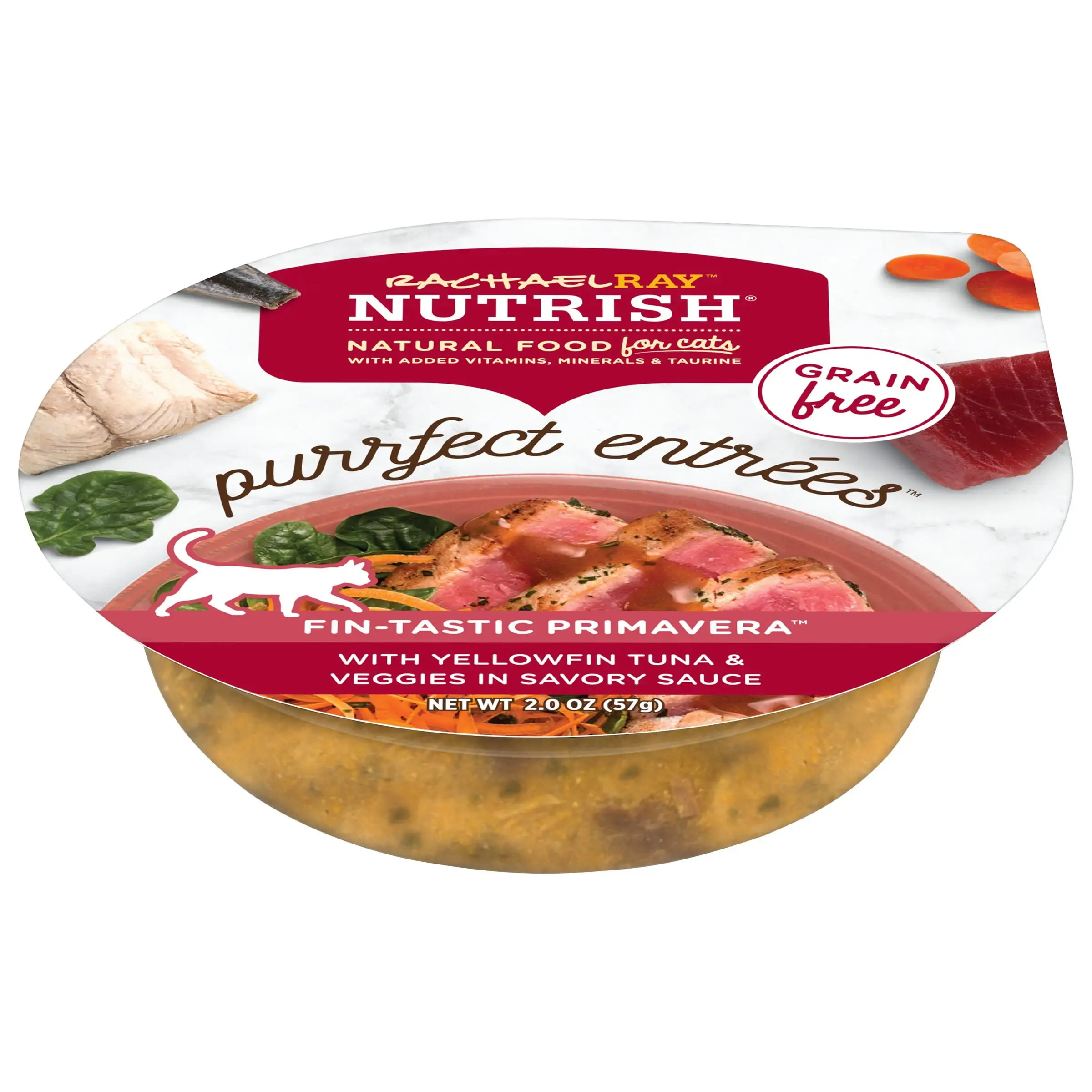 Rachael Ray Nutrish Purrfect Entrees Grain Free Natural Wet Cat Food. Fin-Tastic Primavera. 2 oz. Cup