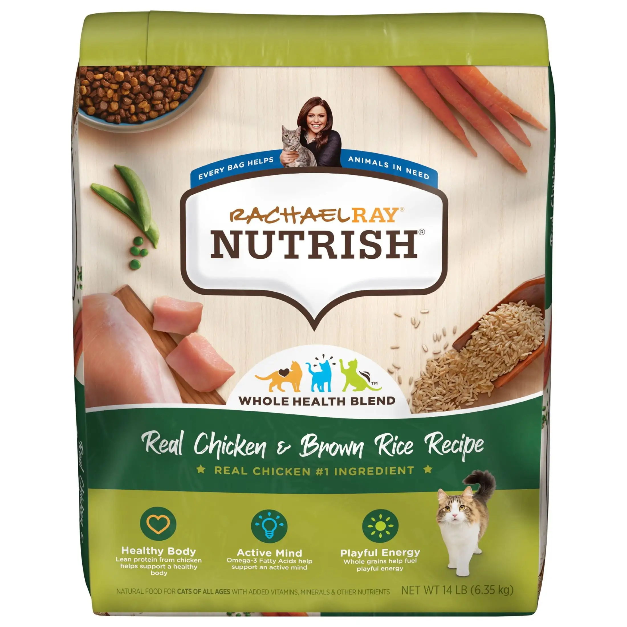 Rachael Ray Nutrish Real Chicken & Brown Rice Recipe Dry Cat Food. 14 lb. Bag