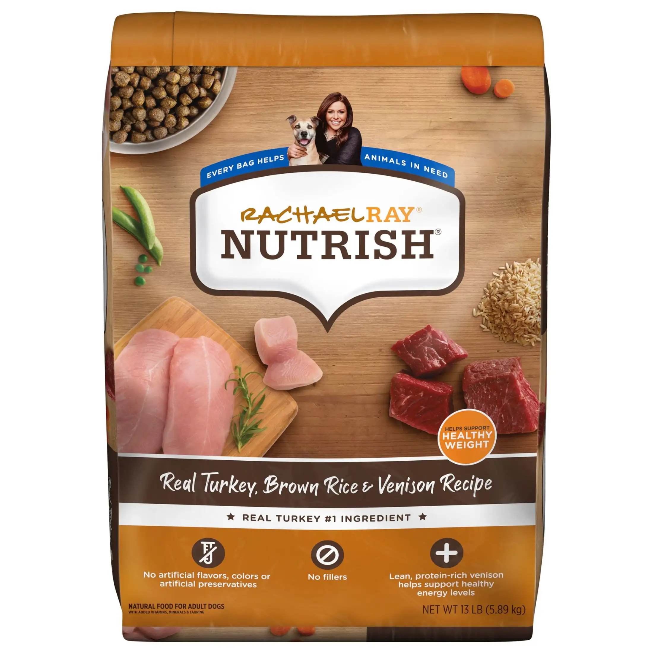 Rachael Ray Nutrish Real Turkey. Brown Rice & Venison Recipe Dry Dog Food. 13 lb. Bag