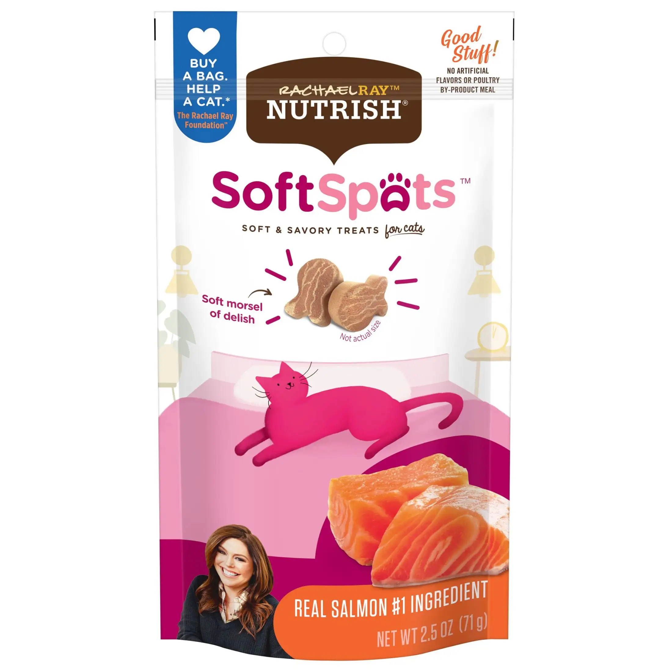 Rachael Ray Nutrish Soft Spots Cat Treats. Salmon. 2.5 oz. Bag