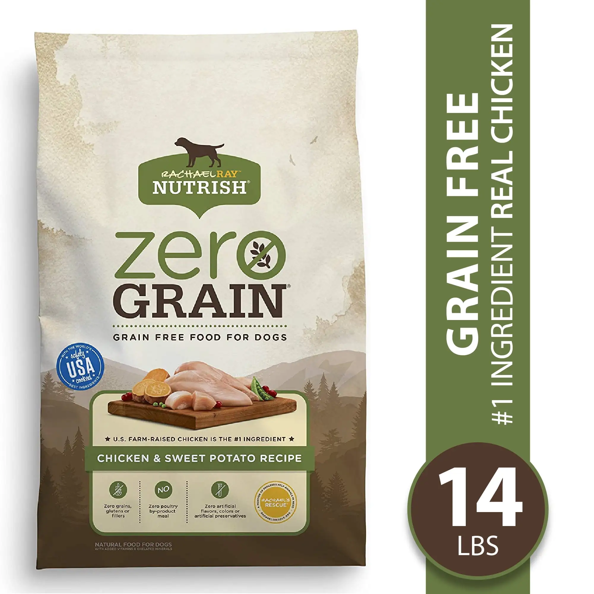 Rachael Ray Nutrish Zero Grain Chicken & Sweet Potato Recipe. Dry Dog Food. 14lb Bag