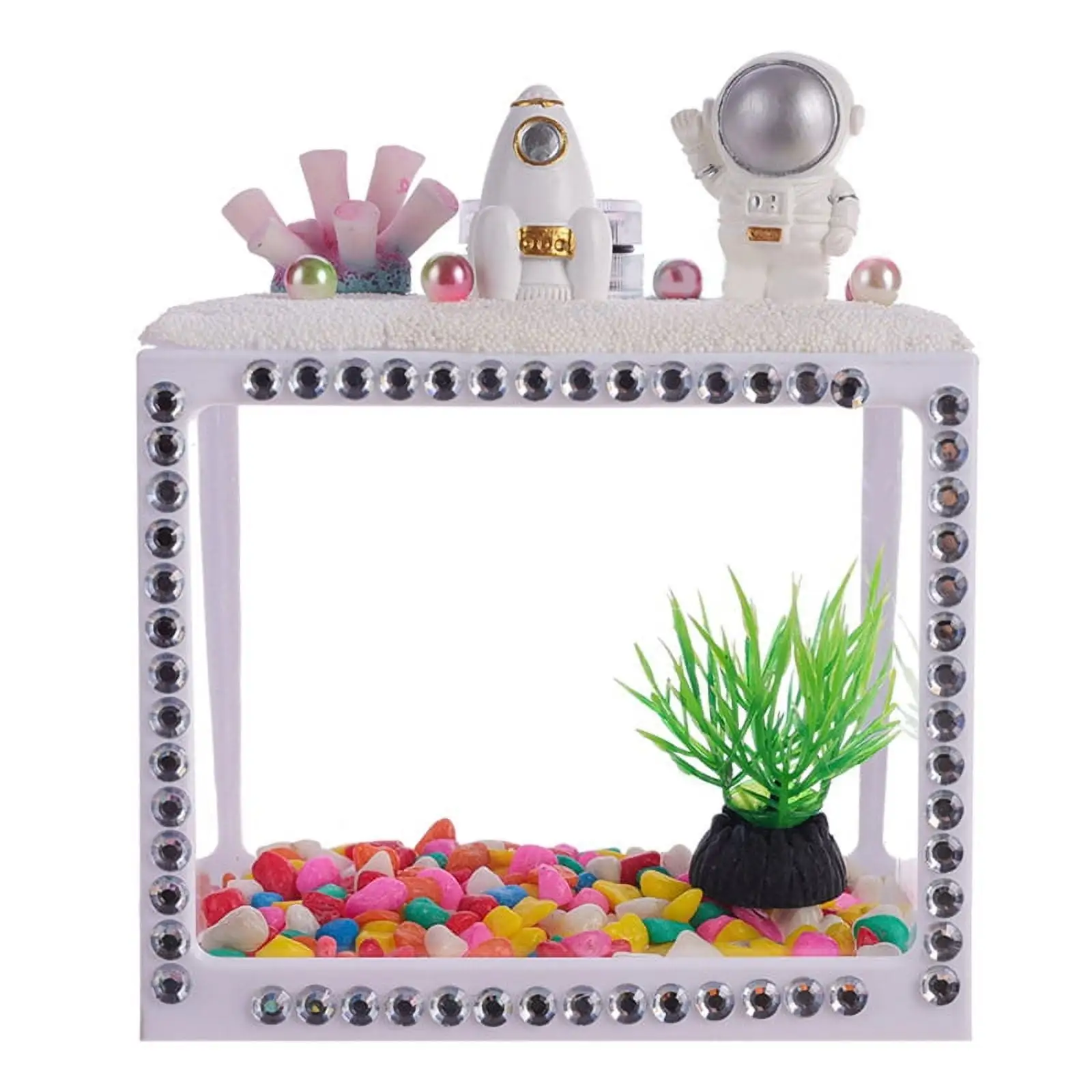 【Ready Stock??Small Betta Fish for Tank Plastic Fish Bowls Single Fish Aquariums Clear Cube Tanks for Turtle Feeding Box DIY Craft Acc