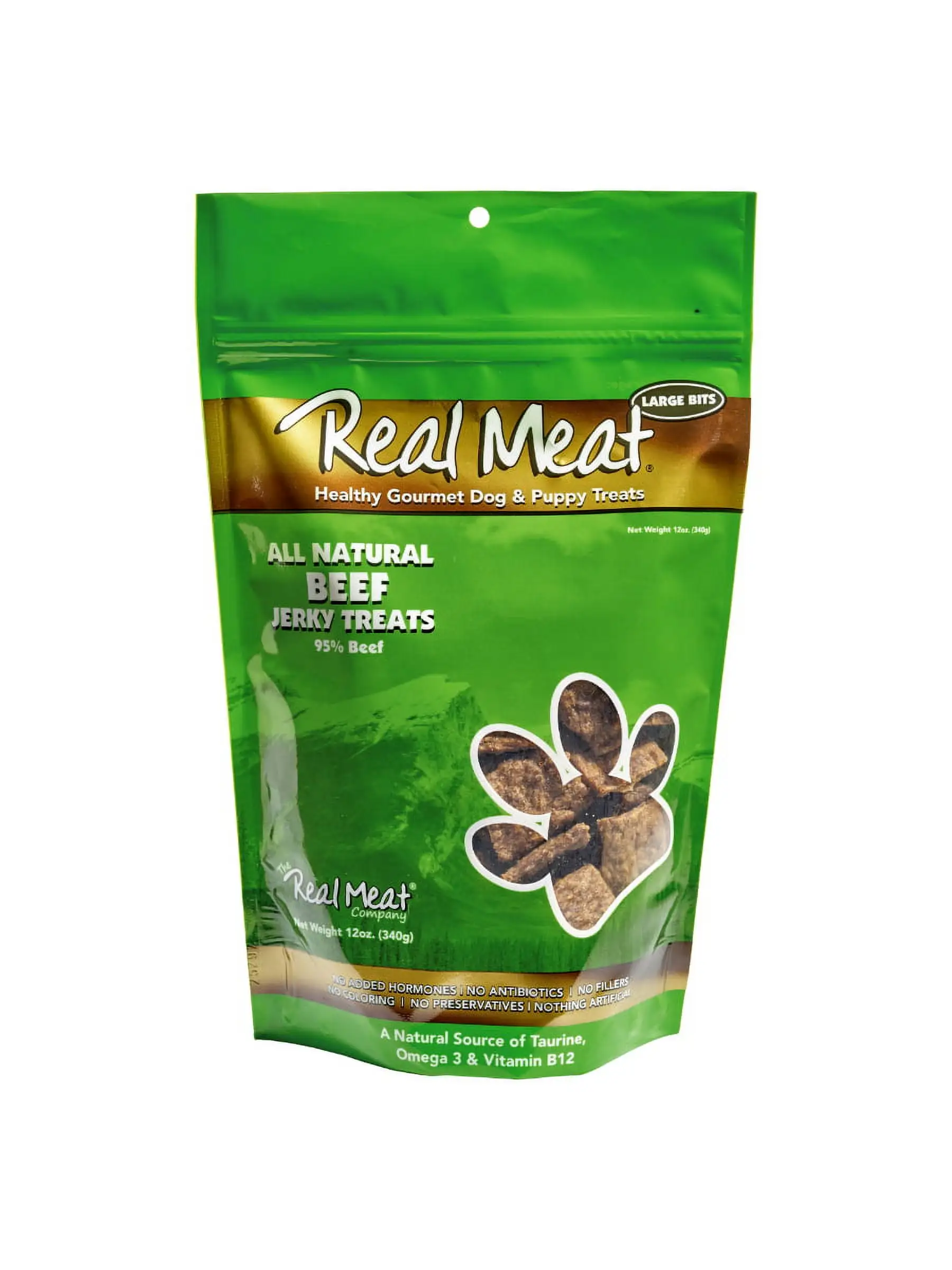 Real Meat AIr-Dried Jerky Treats. Free-Range. All-Natural (Beef. 12oz)