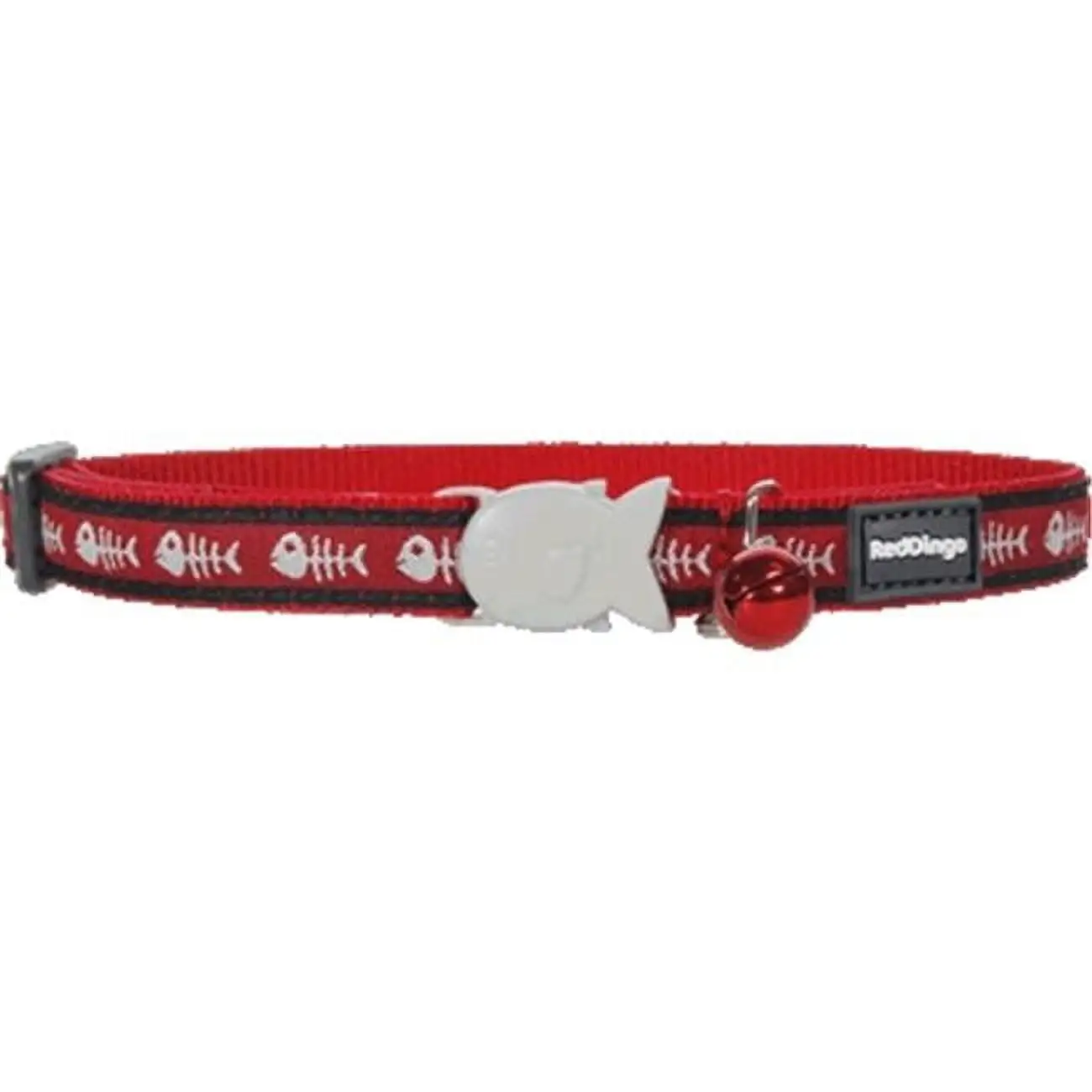 Red Dingo Fish Bone Cat Collar. Red