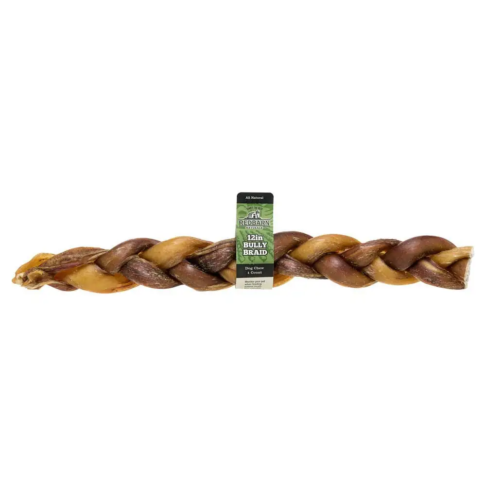 Redbarn All-Natural 12 Braided Bully Stick for Dogs. 1 Count