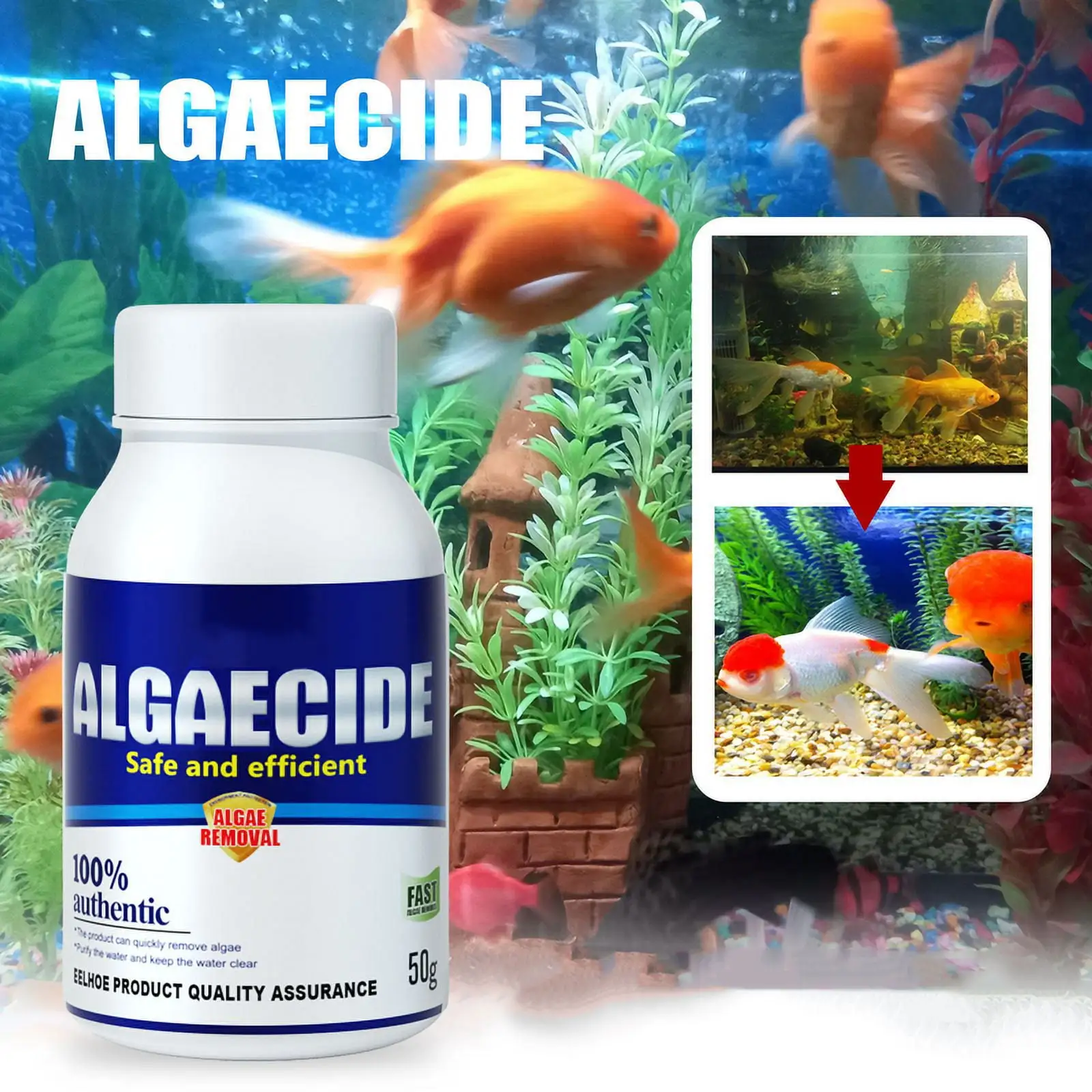 Remove algae agent. remove moss potion. remove water grass. purify water quality. inhibit algae growth .Algae Control Treatment for Ponds and Water Gardens .1PCS