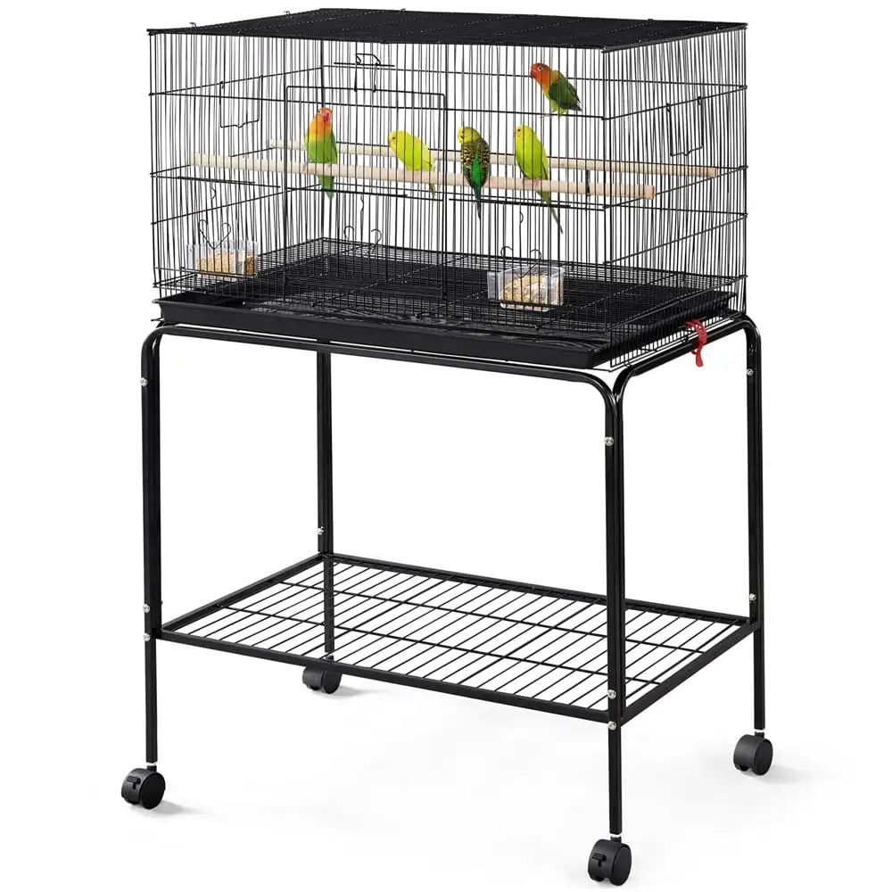 Renwick 47'' H Flight Cage with Rolling Stand. Black