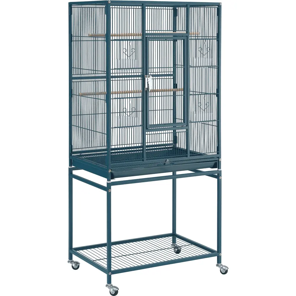 Renwick 54H Large Rolling Metal Pet Cage for Birds or Small Animal. Navy Blue